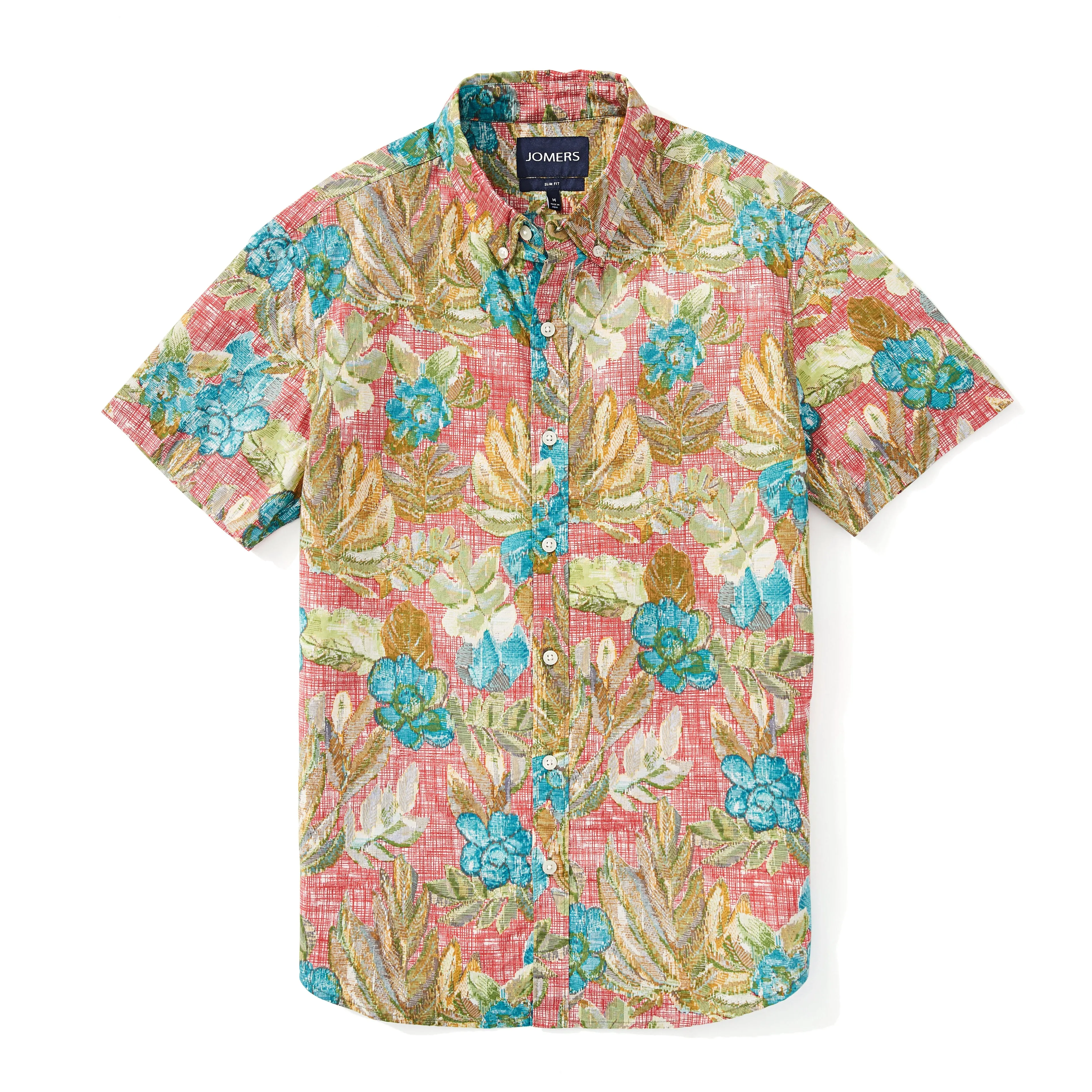 Italian Short Sleeve Shirt - Red Tropic Floral Print