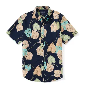 Italian Short Sleeve Shirt - Seersucker Navy Print