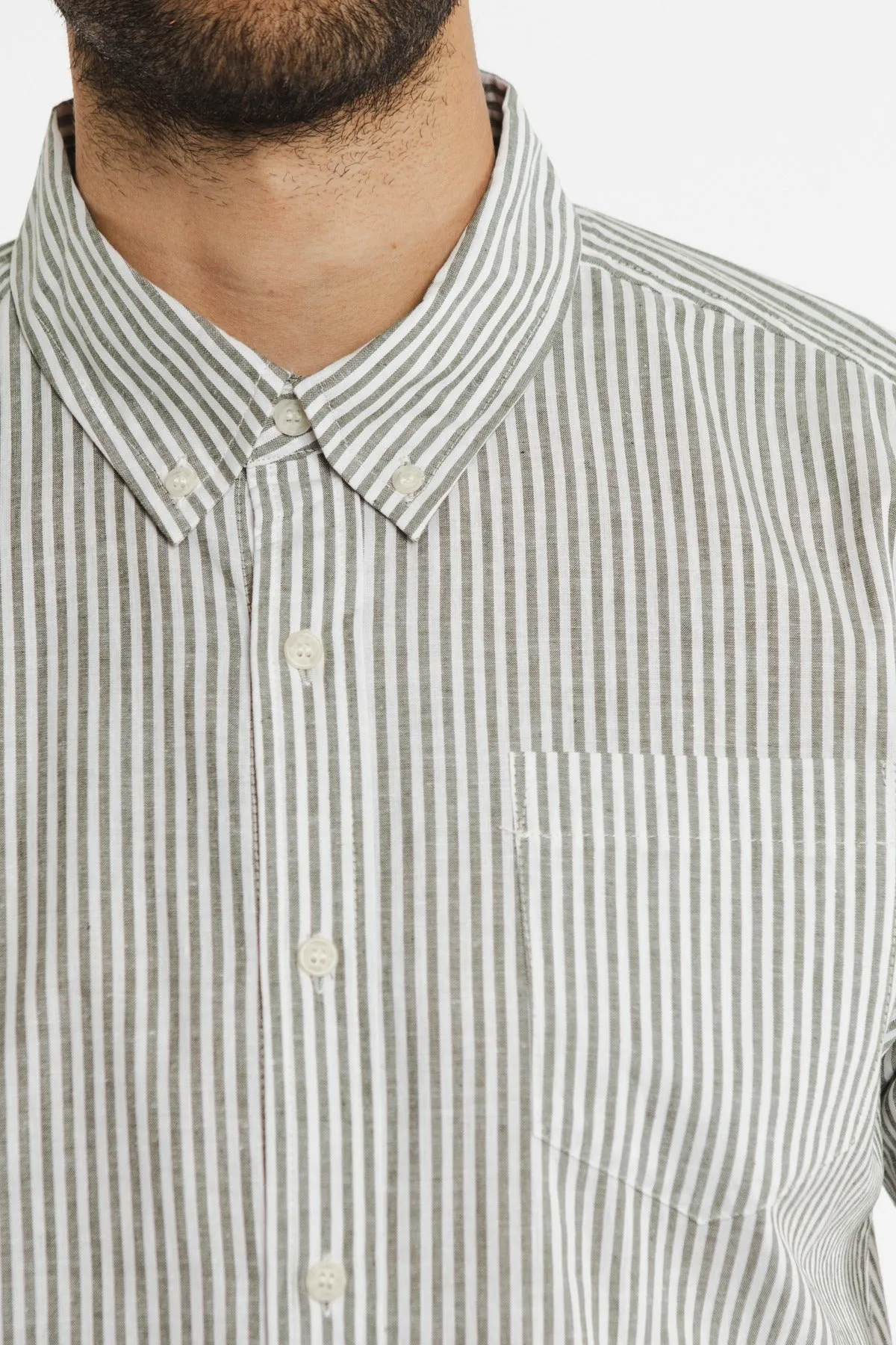 Jordan Slim Shirt / Sage Stripe