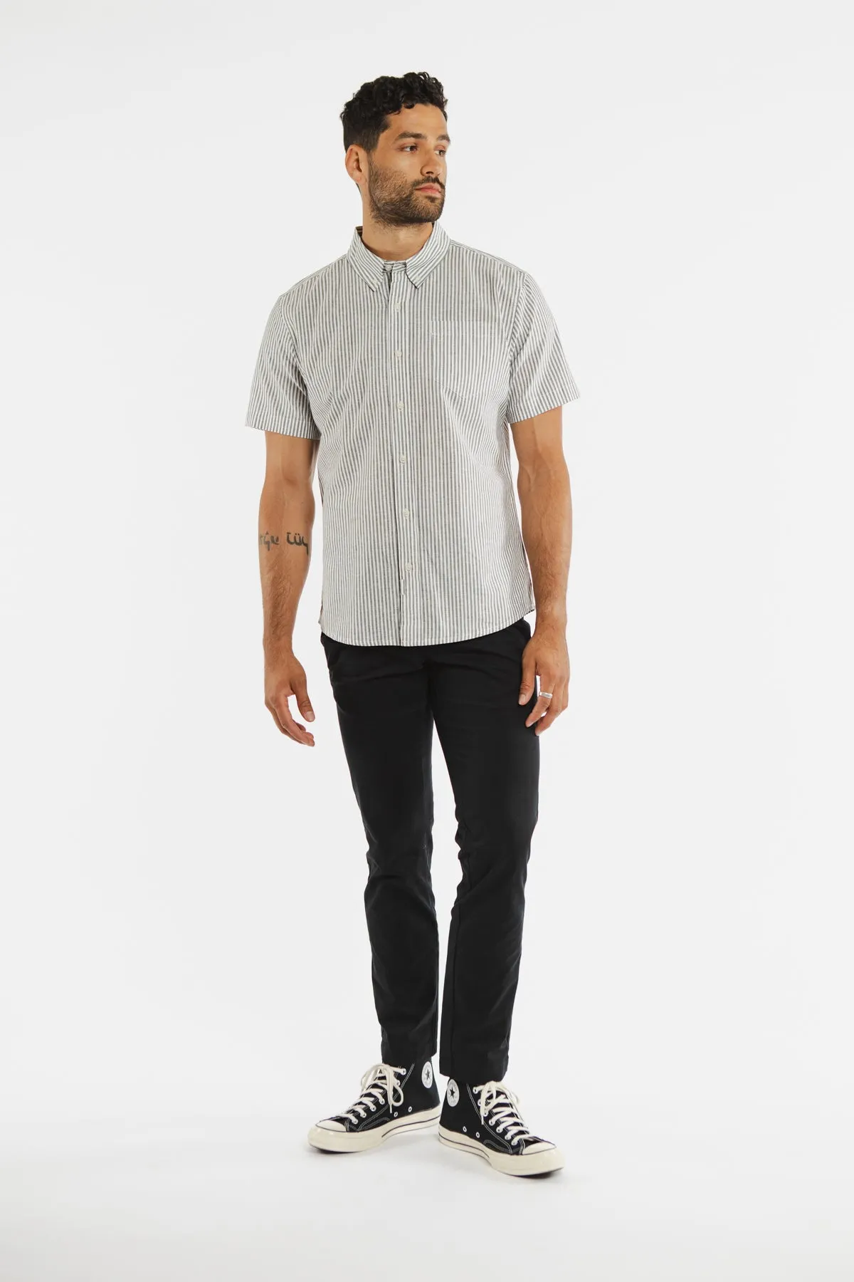 Jordan Slim Shirt / Sage Stripe