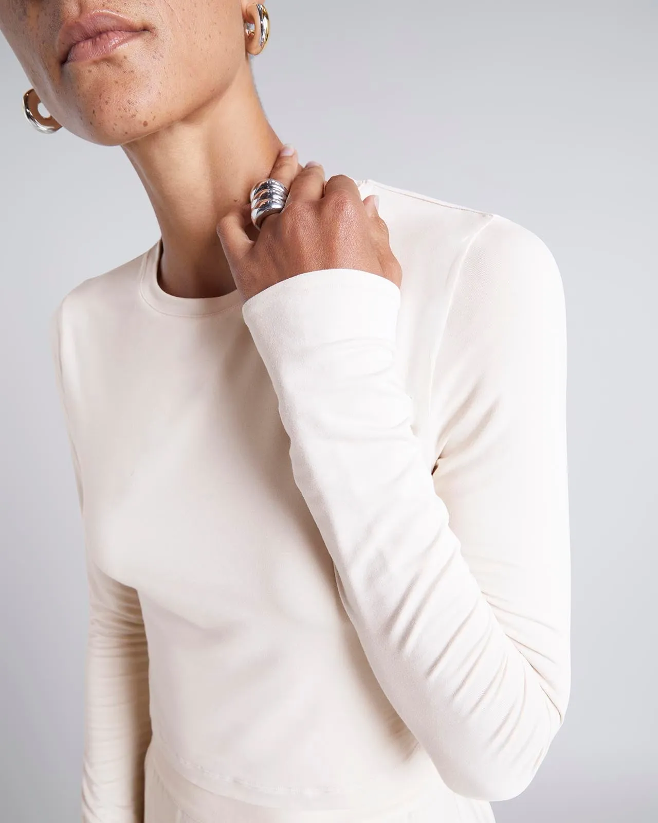 Kate Young x Splendid Silk-Modal Long Sleeve Tee