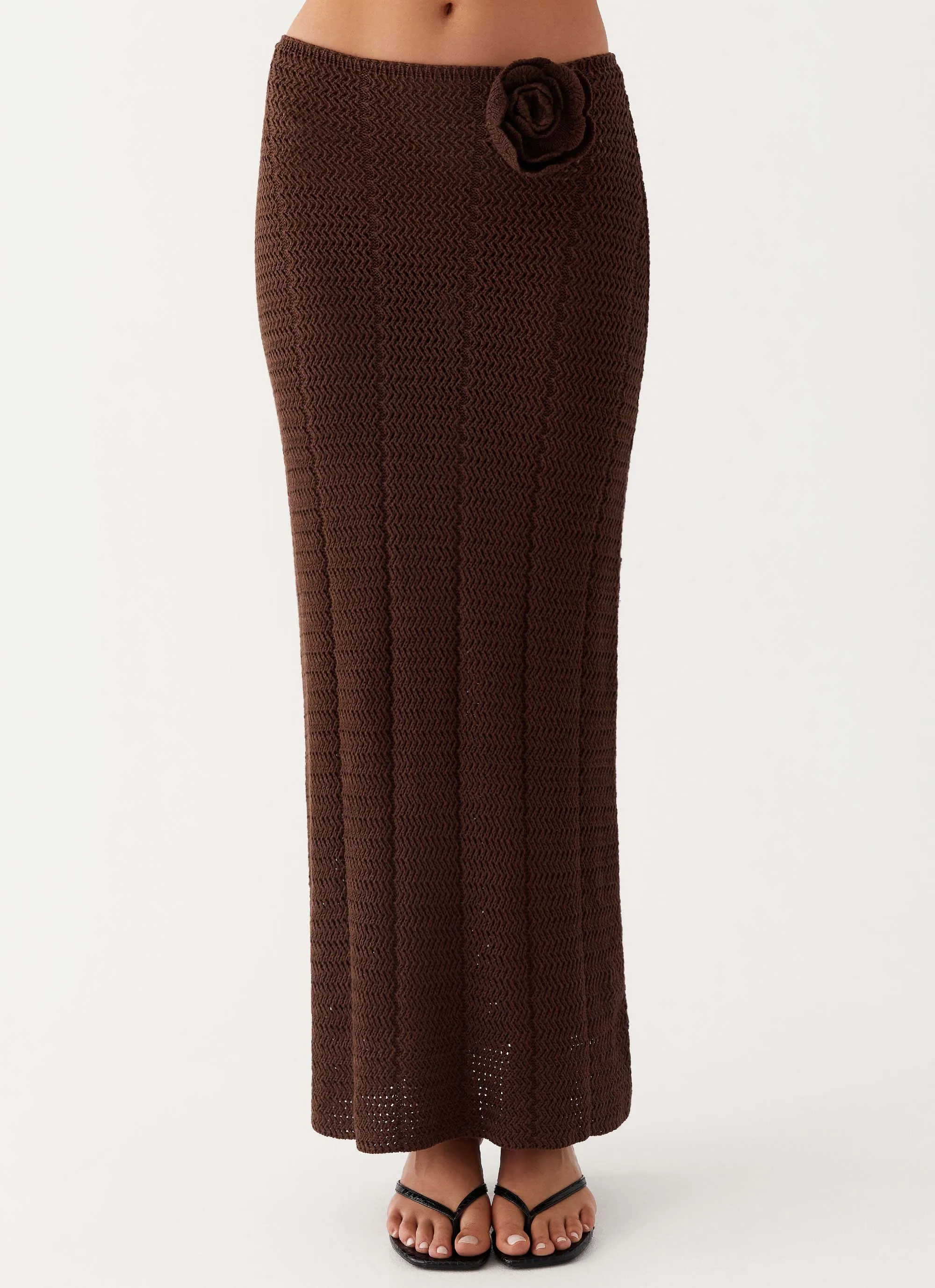 Kelcie Rose Crochet Maxi Skirt - Chocolate