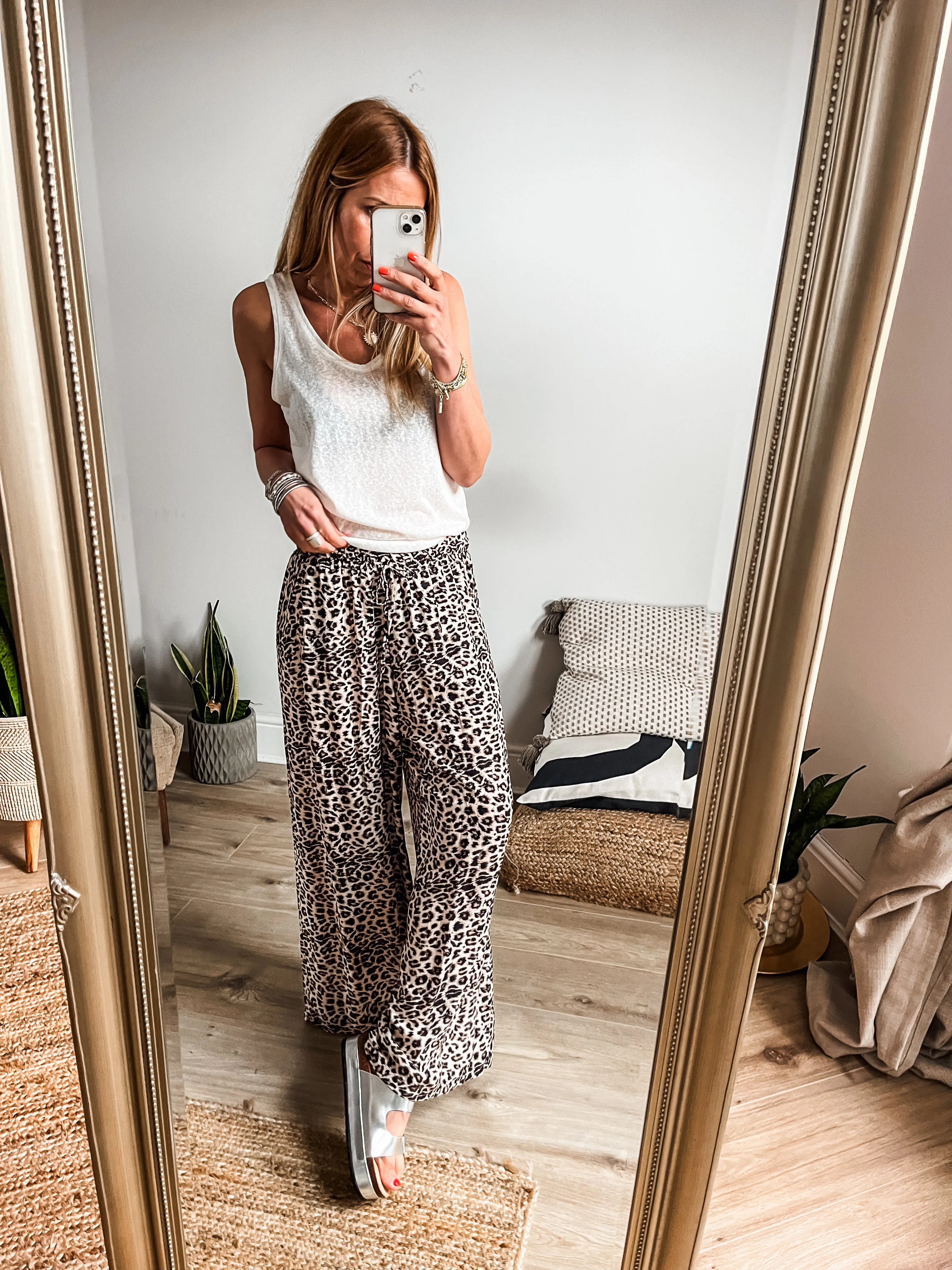 Leopard Print Wide Leg Trousers