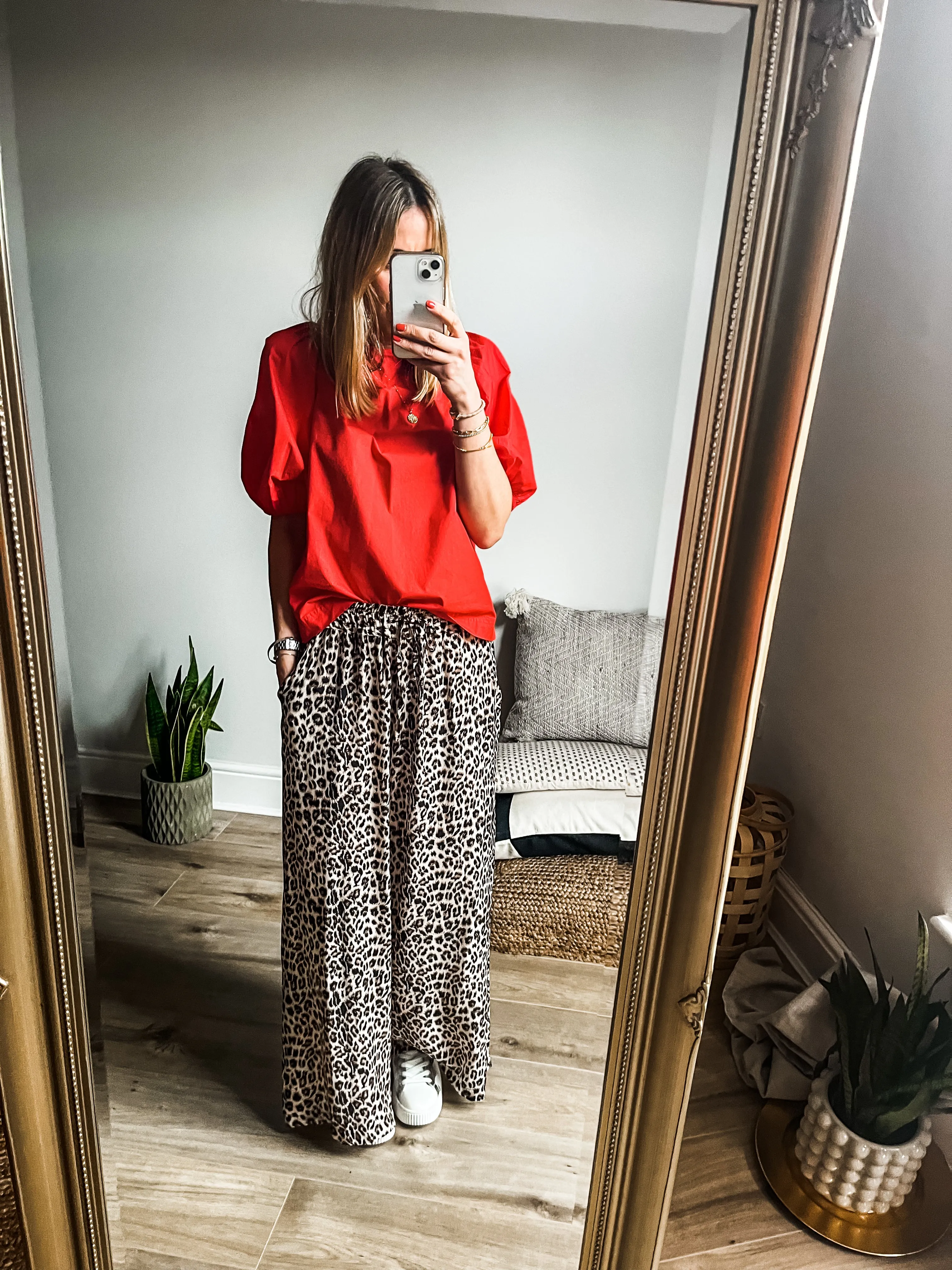 Leopard Print Wide Leg Trousers