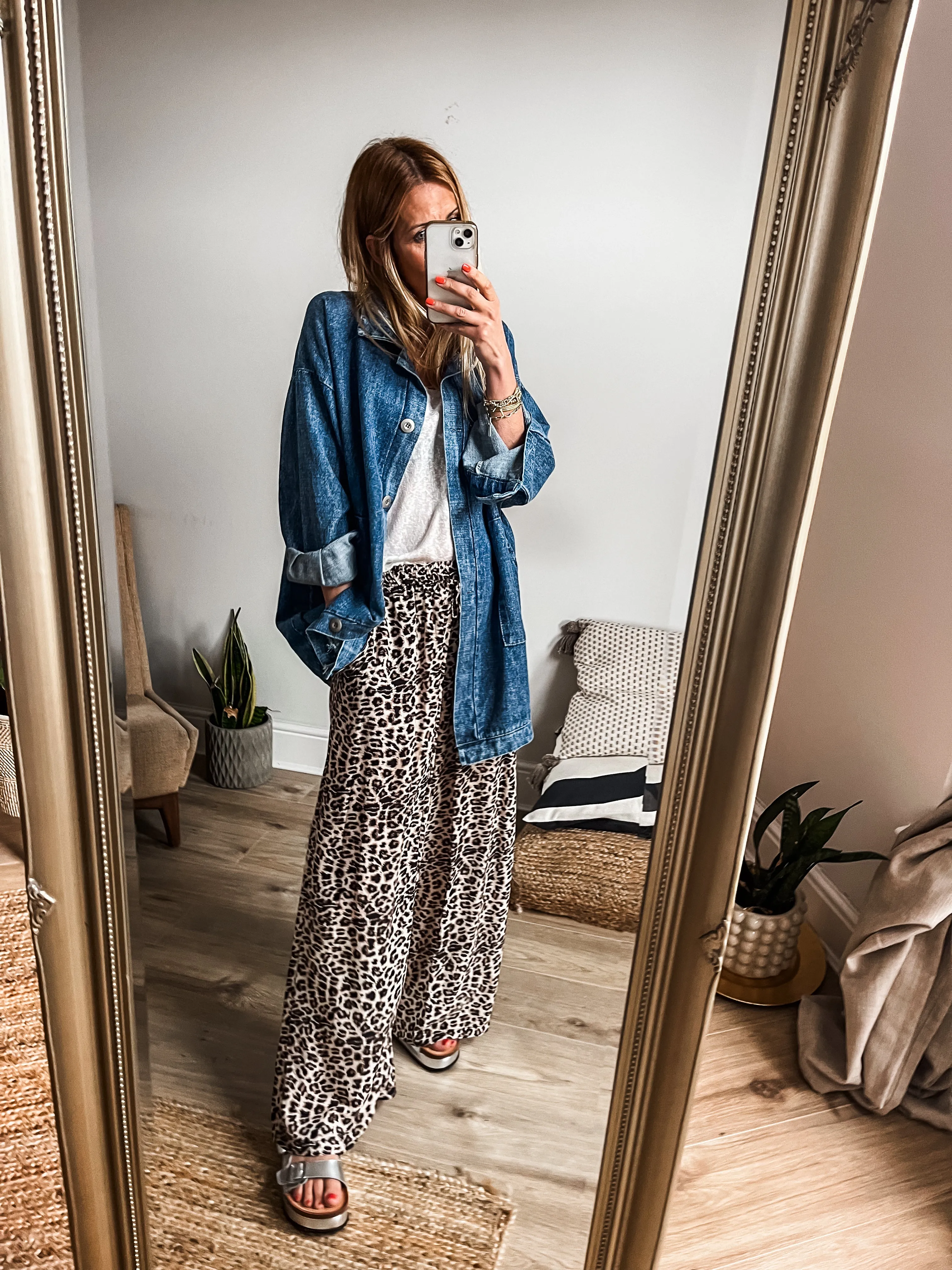 Leopard Print Wide Leg Trousers