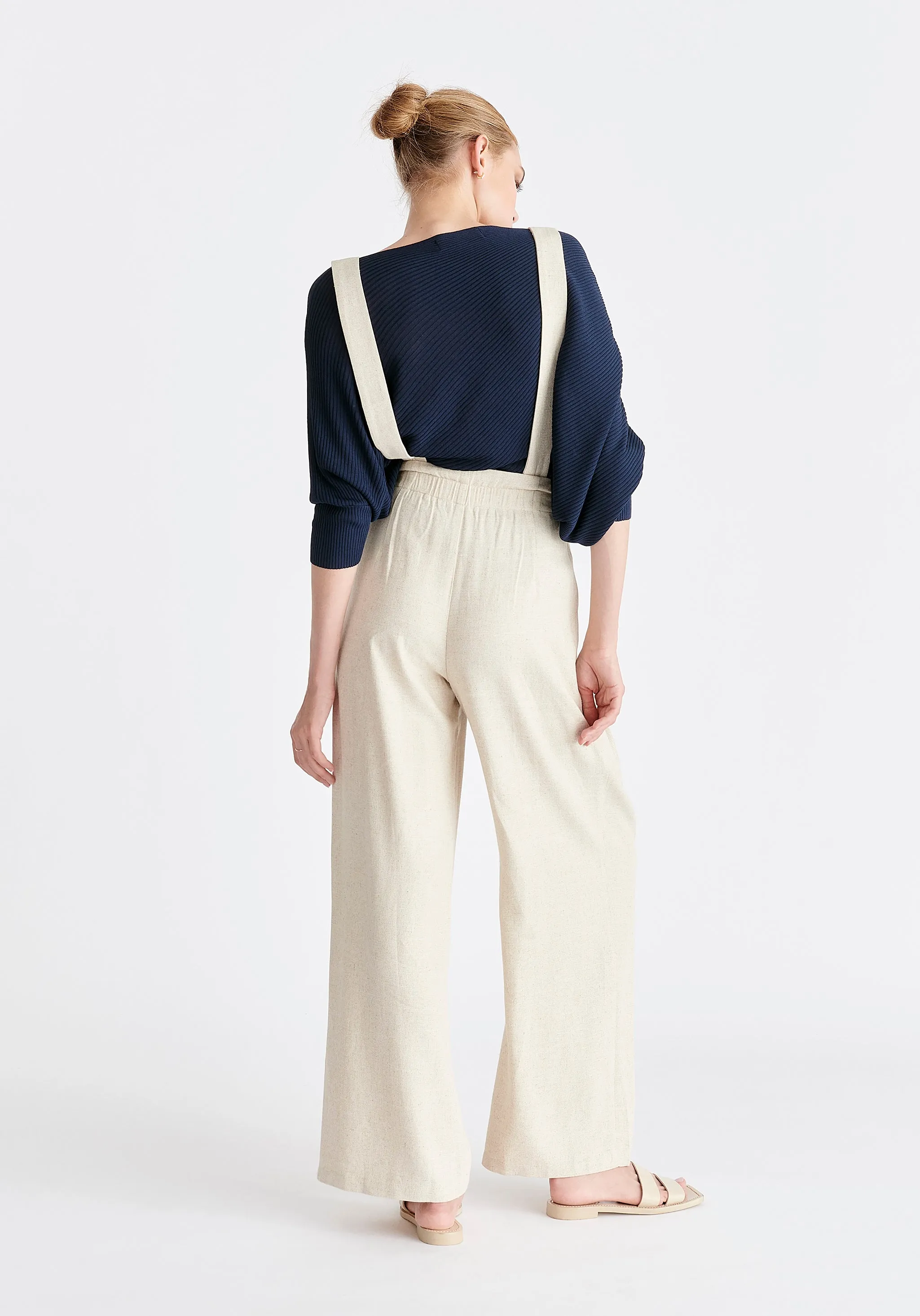 Linen Blend Detachable Suspender Trousers