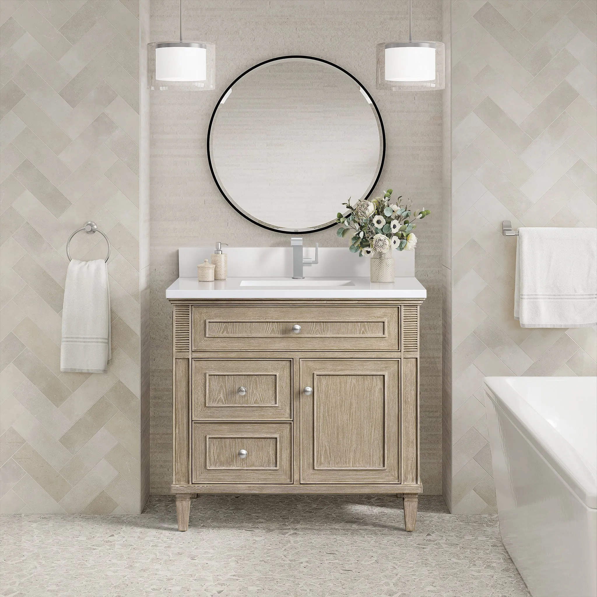 Lorelai 36" Single Vanity in Whitewashed Oak