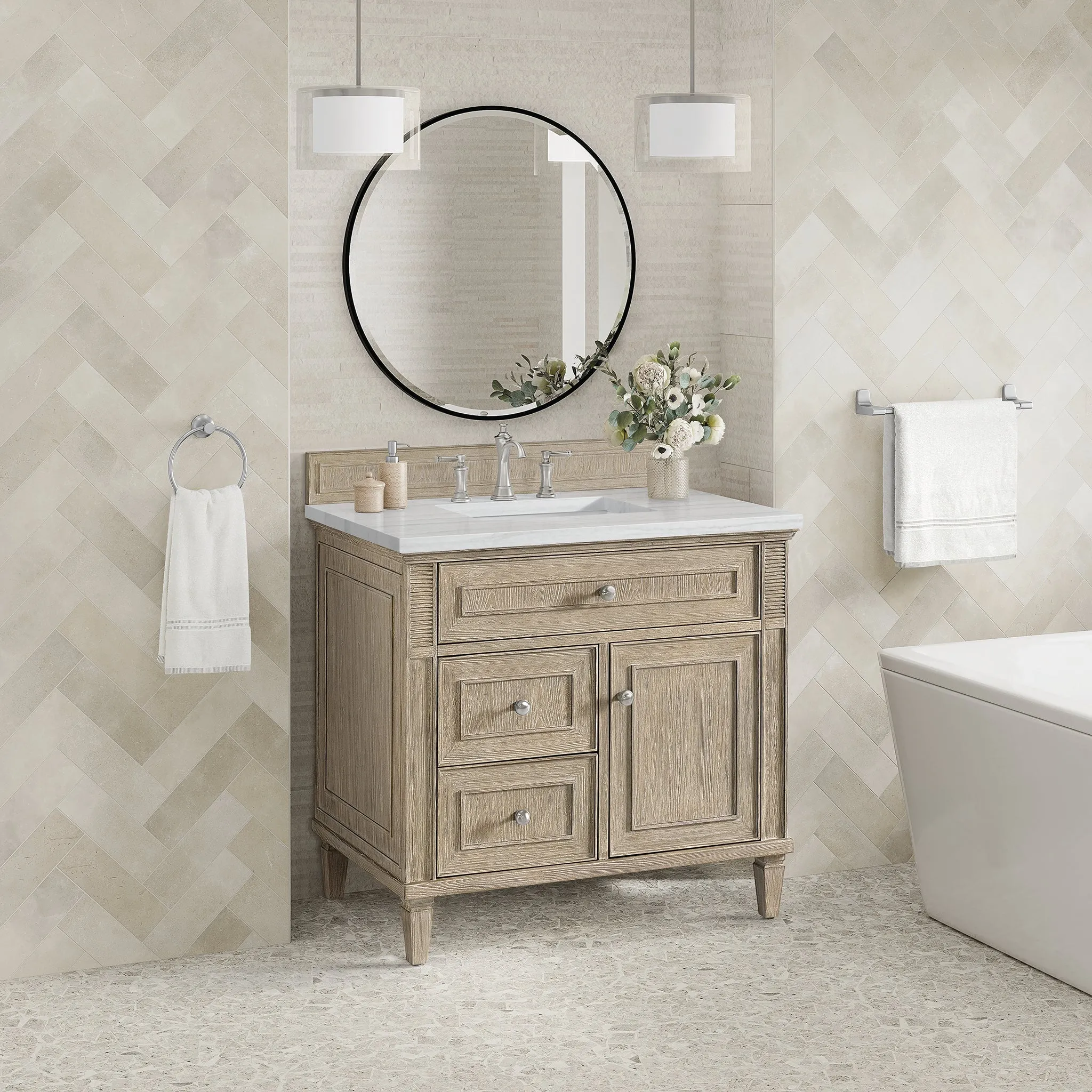 Lorelai 36" Single Vanity in Whitewashed Oak