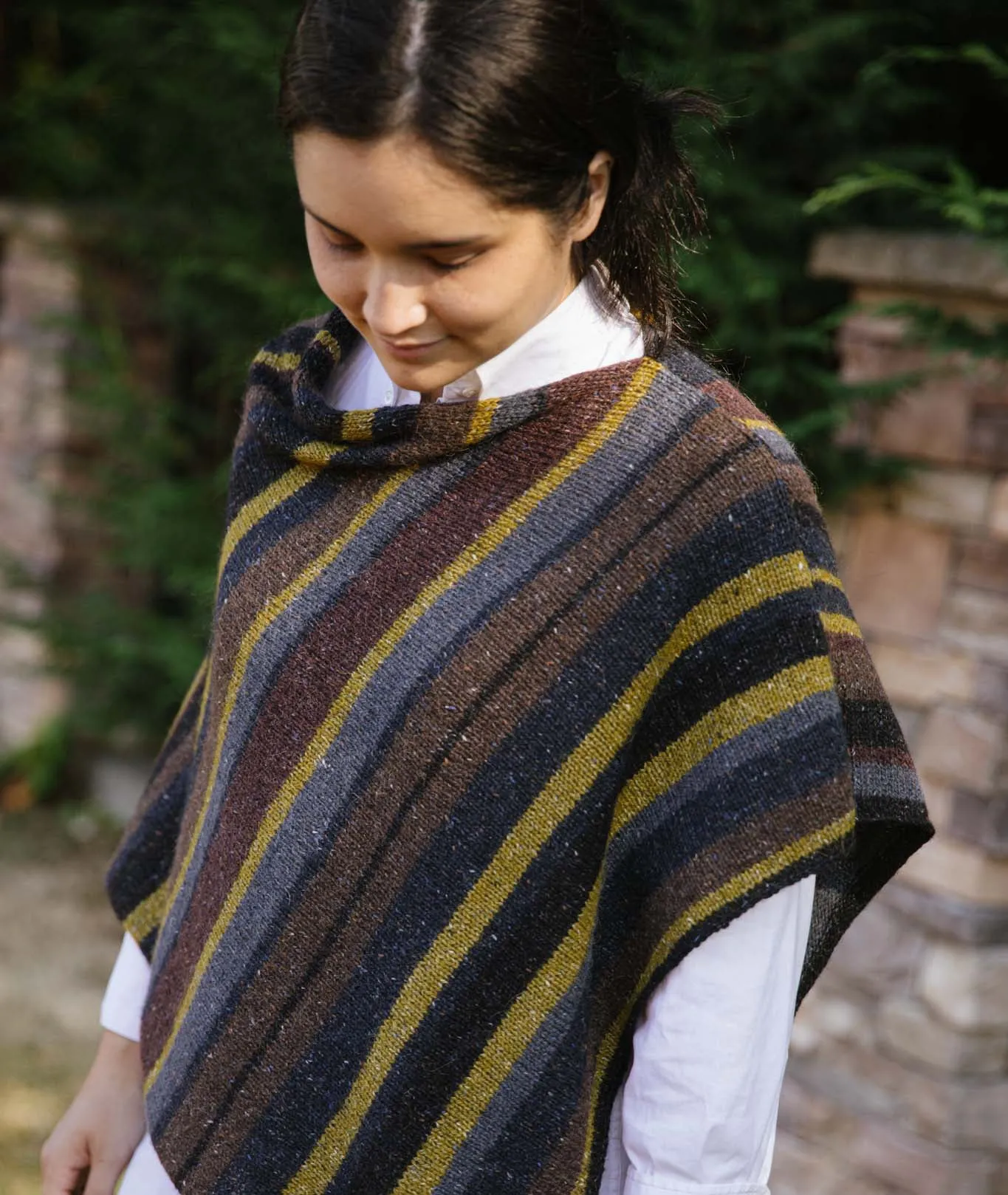 Lucky Striped Poncho: In 6 or 10 Colors Using Rowan Felted Tweed