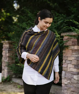 Lucky Striped Poncho: In 6 or 10 Colors Using Rowan Felted Tweed