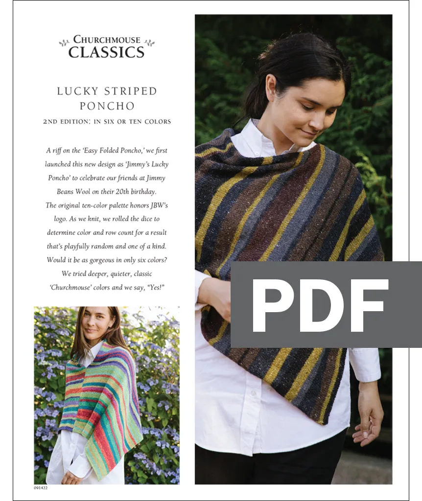 Lucky Striped Poncho: In 6 or 10 Colors Using Rowan Felted Tweed