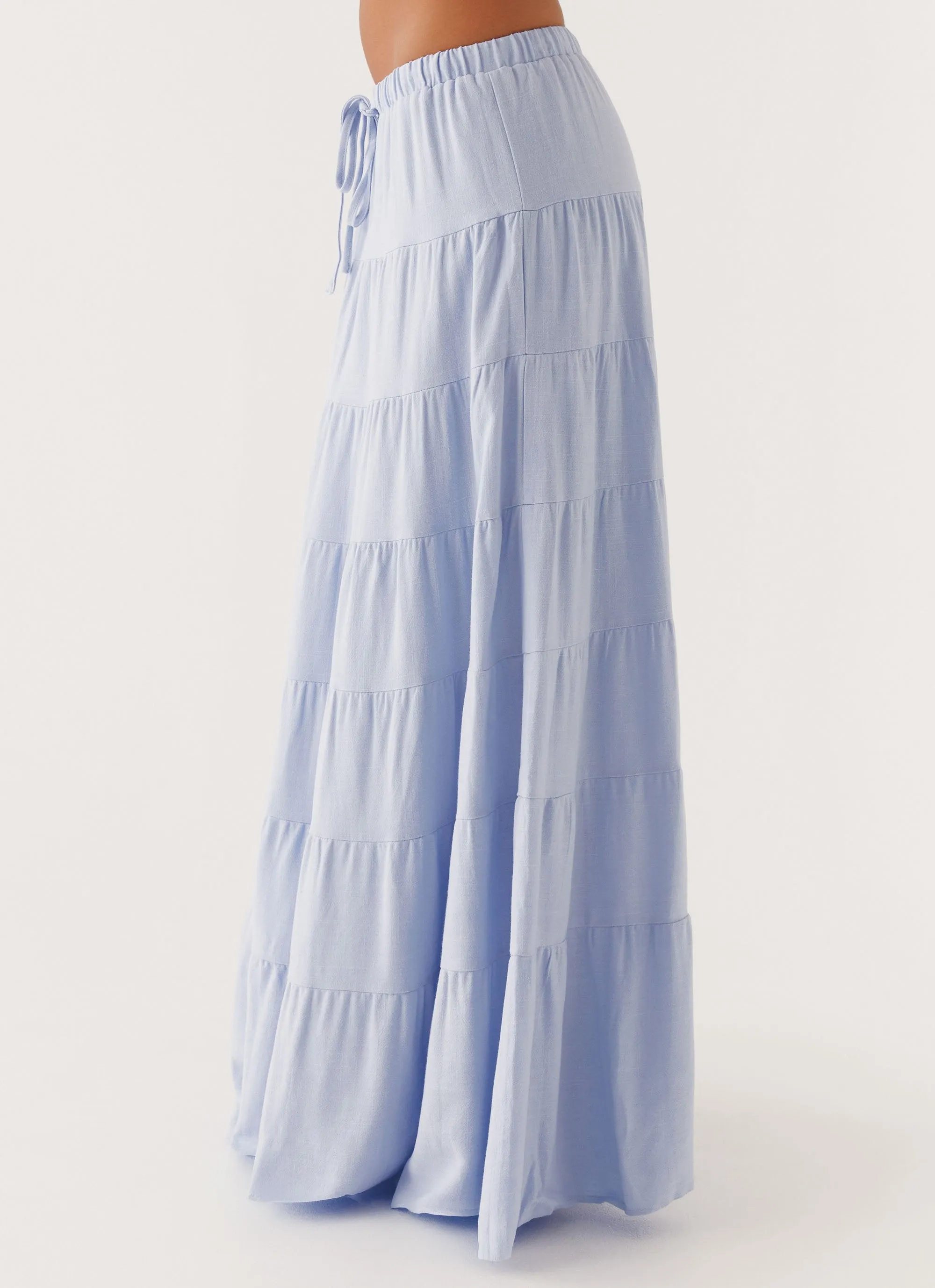 Mariella Linen Maxi Skirt - Blue