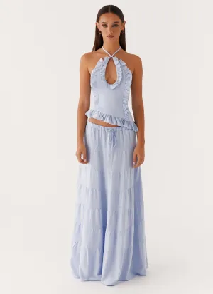 Mariella Linen Maxi Skirt - Blue