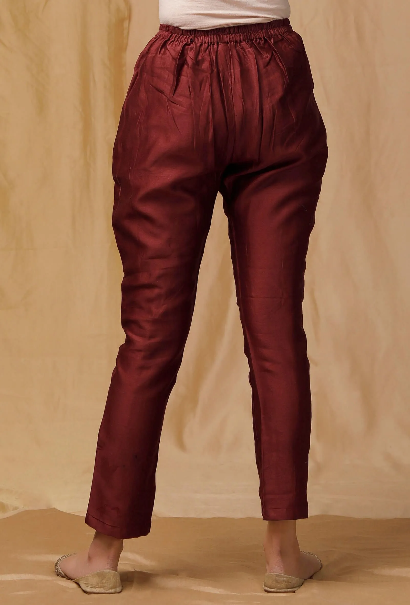 Maroon Banarsi Chanderi Pants