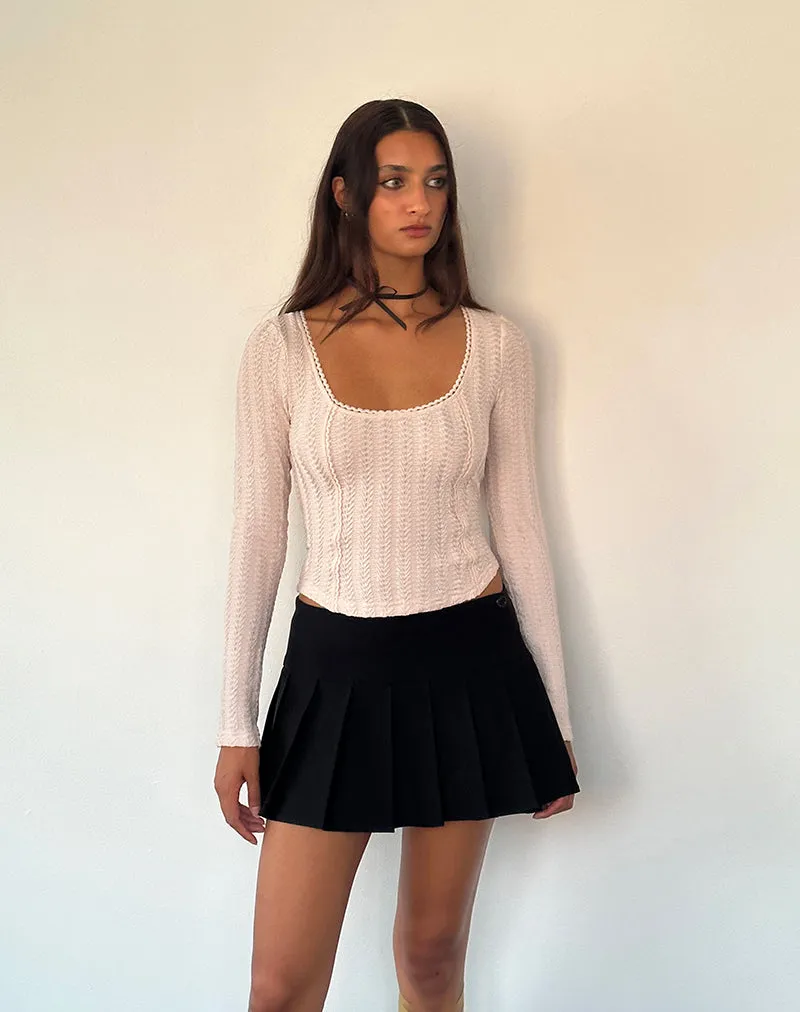 Melissa Textured Long Sleeve Top in Light Peach