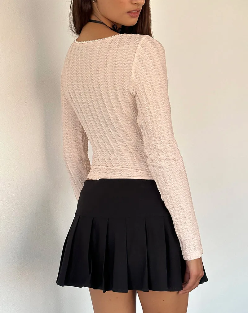 Melissa Textured Long Sleeve Top in Light Peach