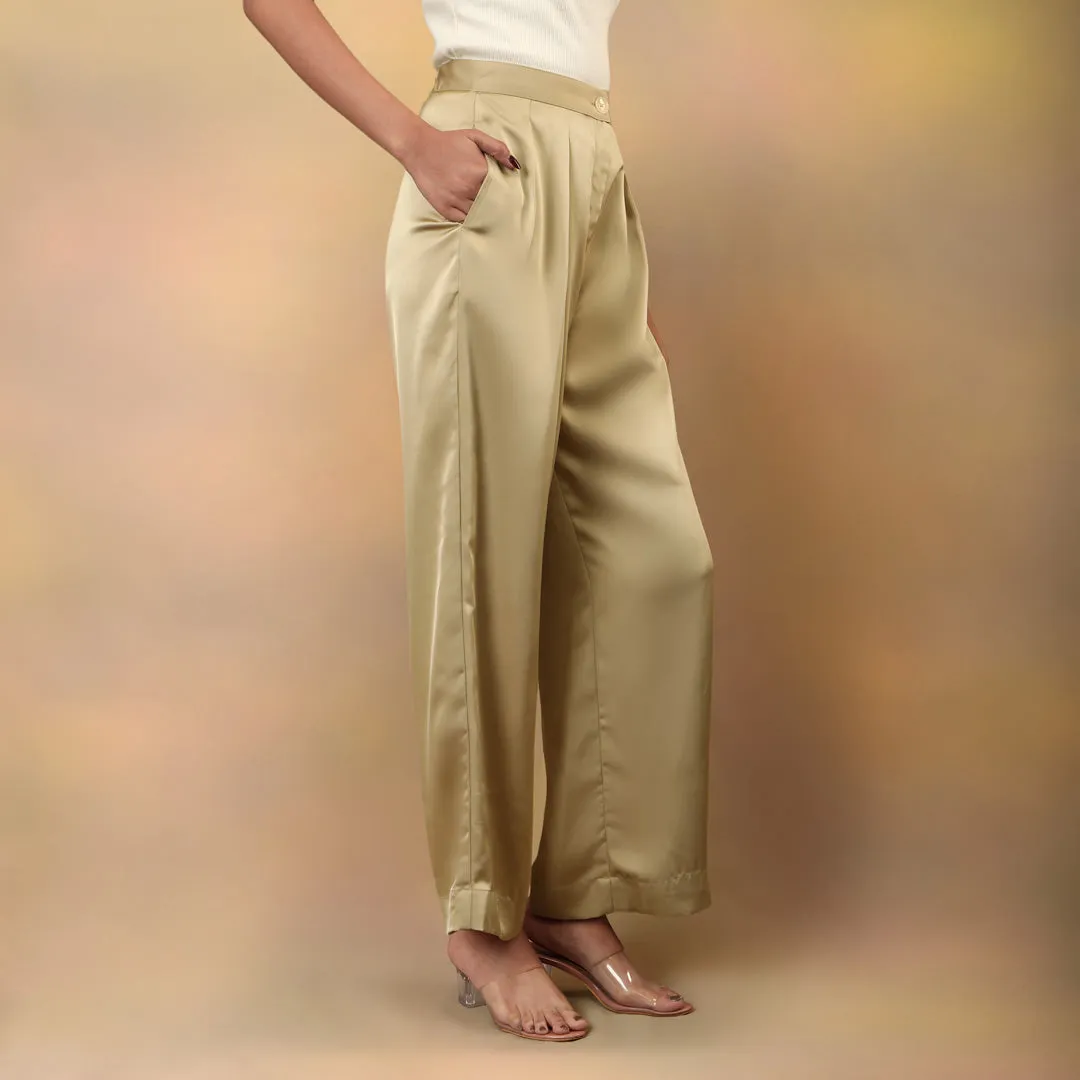 Metallic Gold Flared Trousers