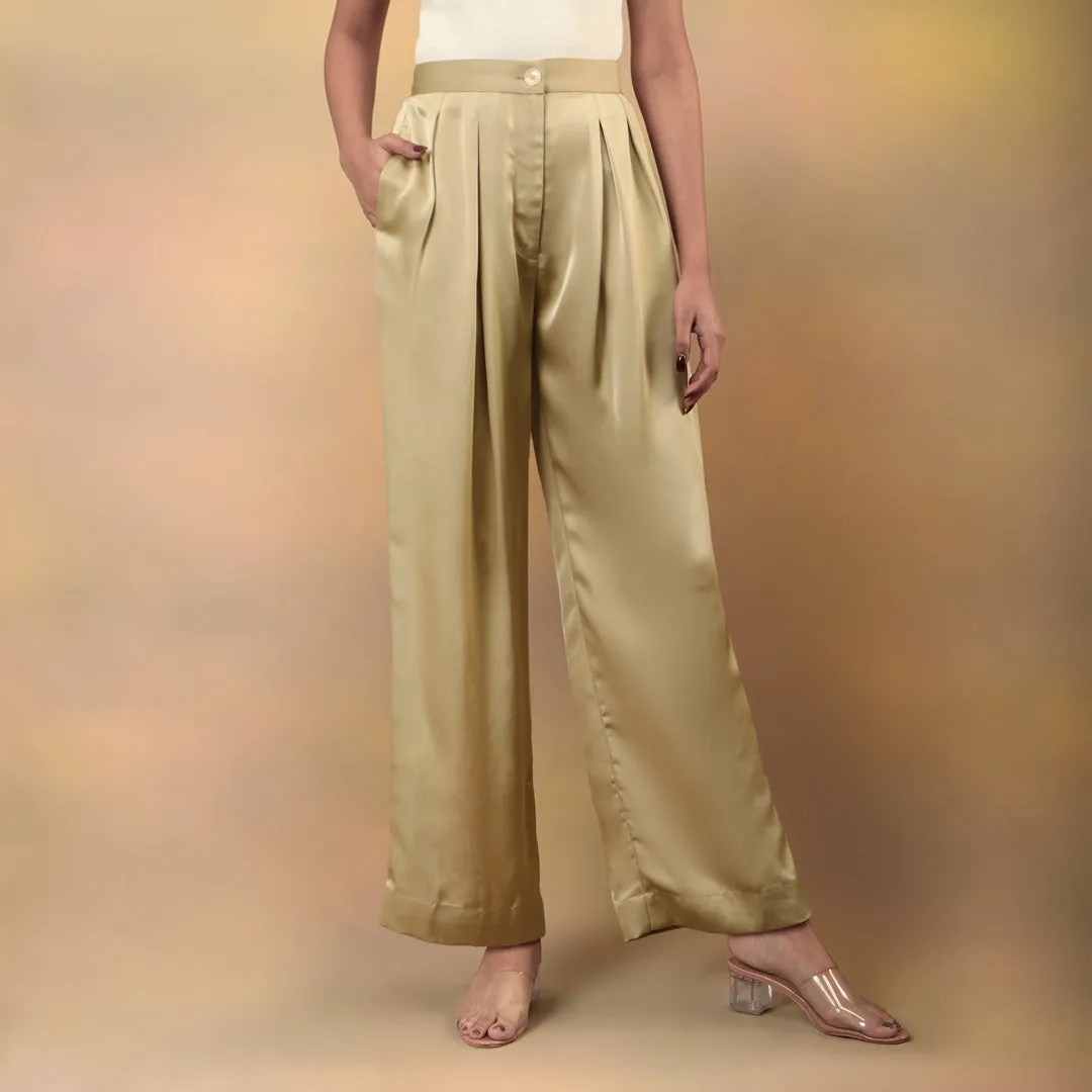 Metallic Gold Flared Trousers