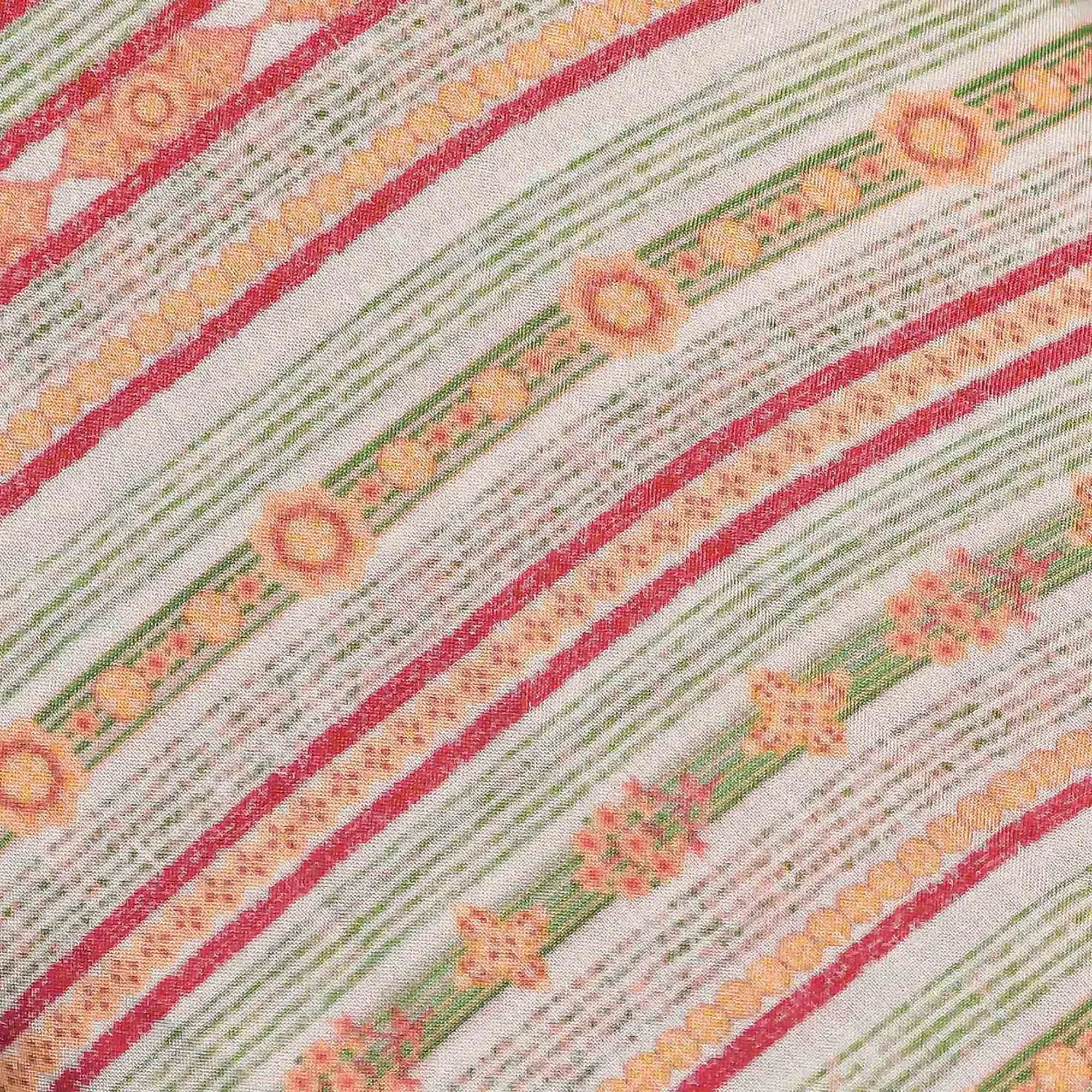 Multicolor Stripes Pattern Digital Print Muslin Fabric