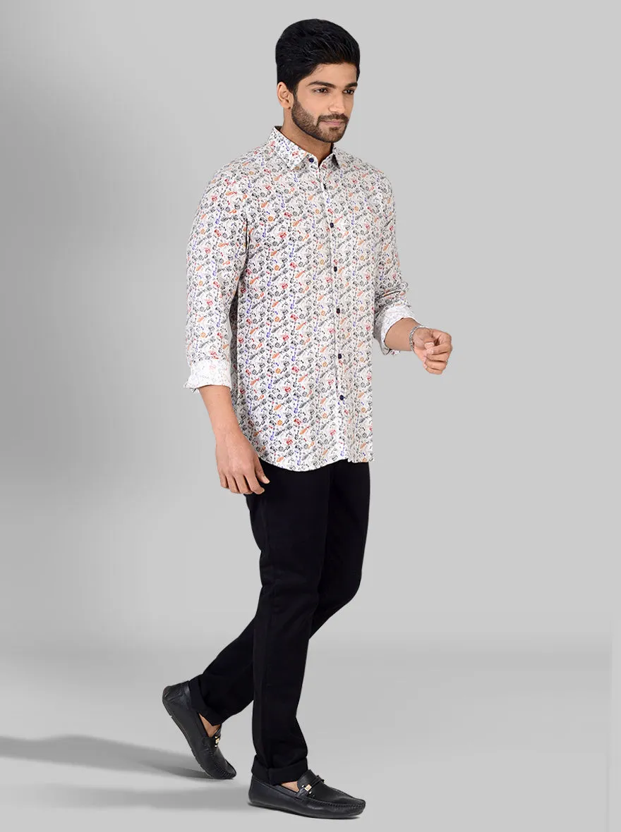 Multicolour Printed Slim Fit Casual Shirt | JadeBlue