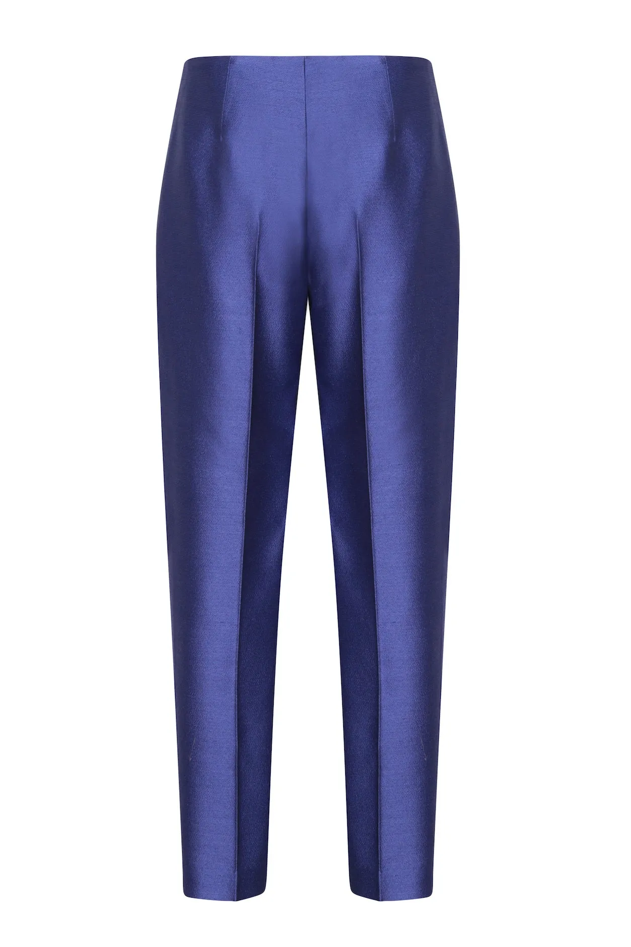 Narrow-Leg Trousers in Purple/Royal Silk Brocade - Phoebe