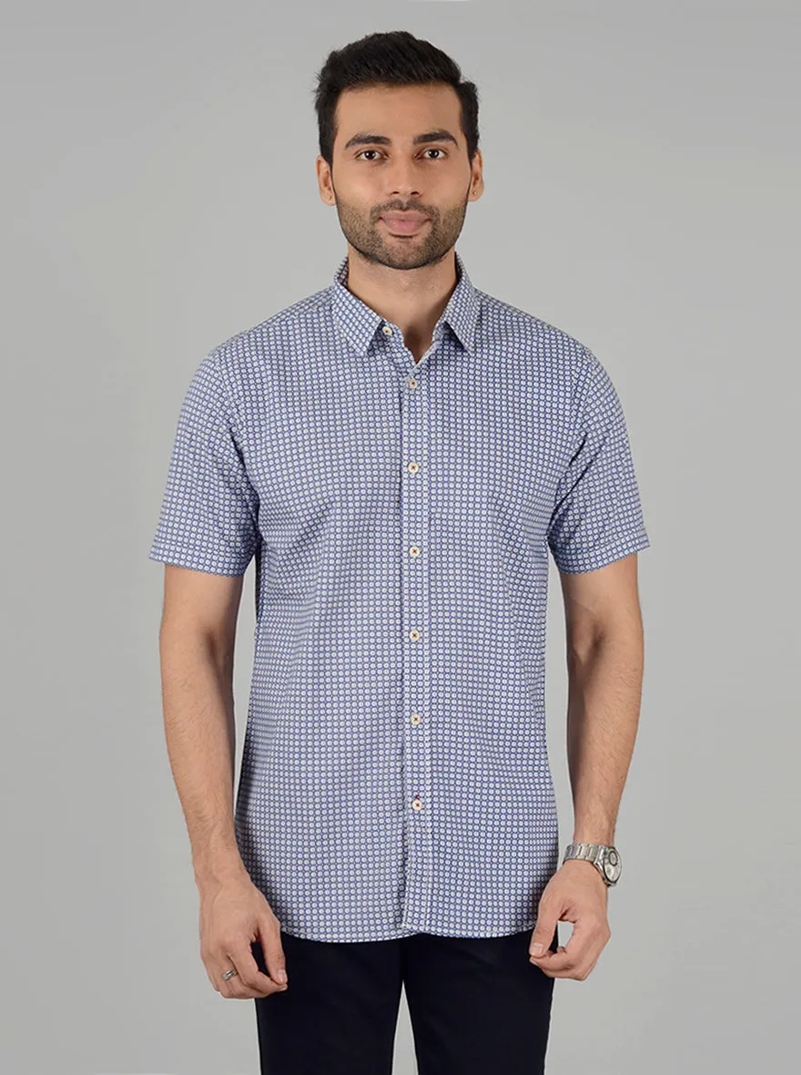 Night Blue Checked Slim Fit Casual Shirt | JadeBlue