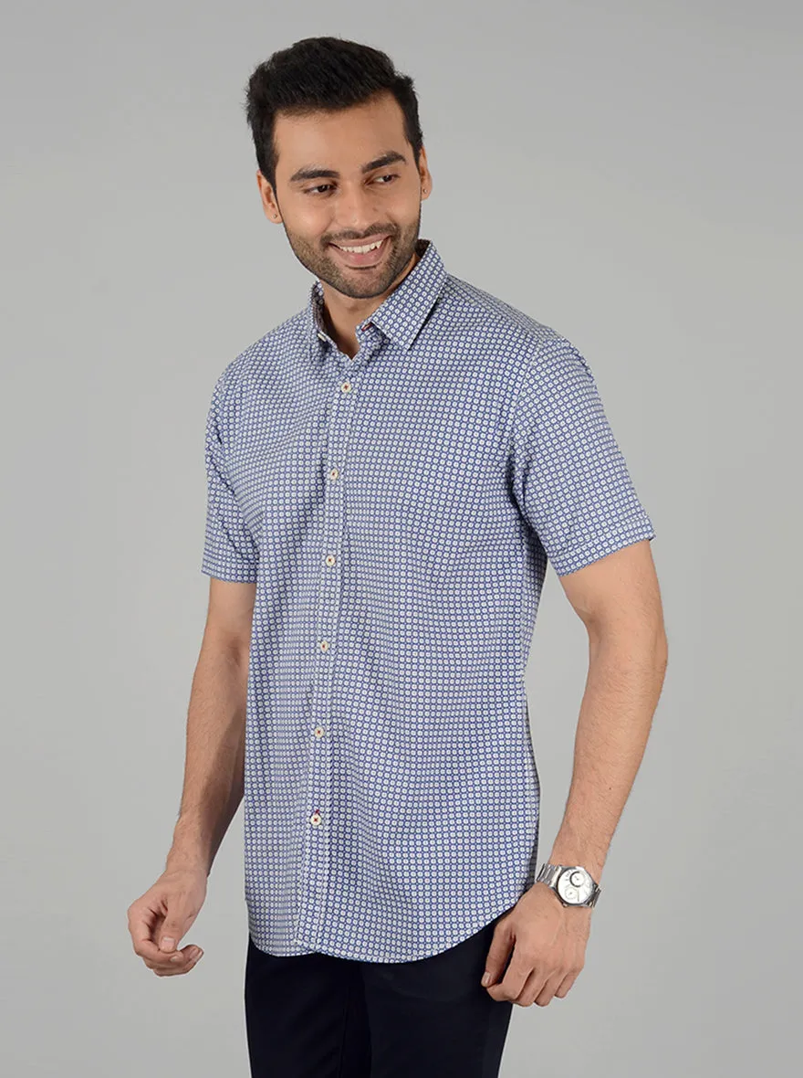 Night Blue Checked Slim Fit Casual Shirt | JadeBlue