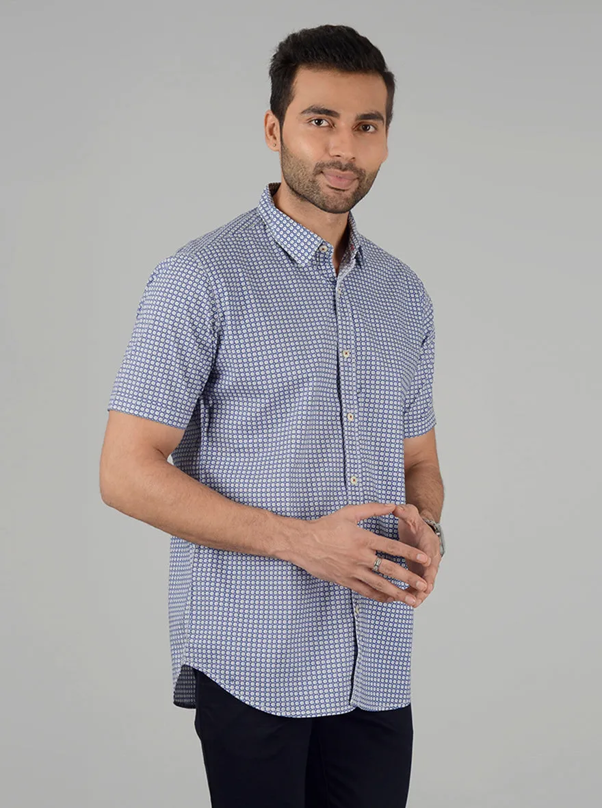 Night Blue Checked Slim Fit Casual Shirt | JadeBlue