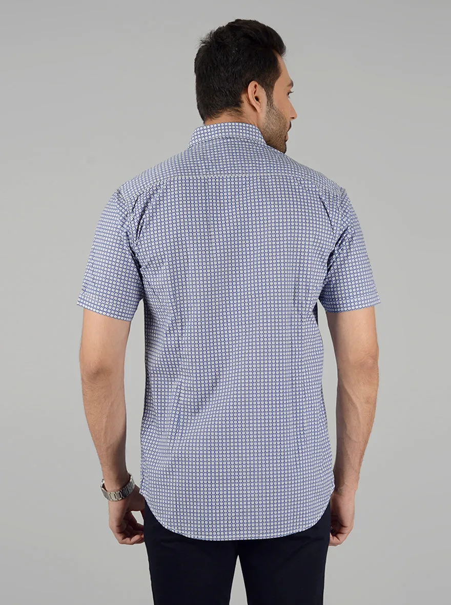 Night Blue Checked Slim Fit Casual Shirt | JadeBlue