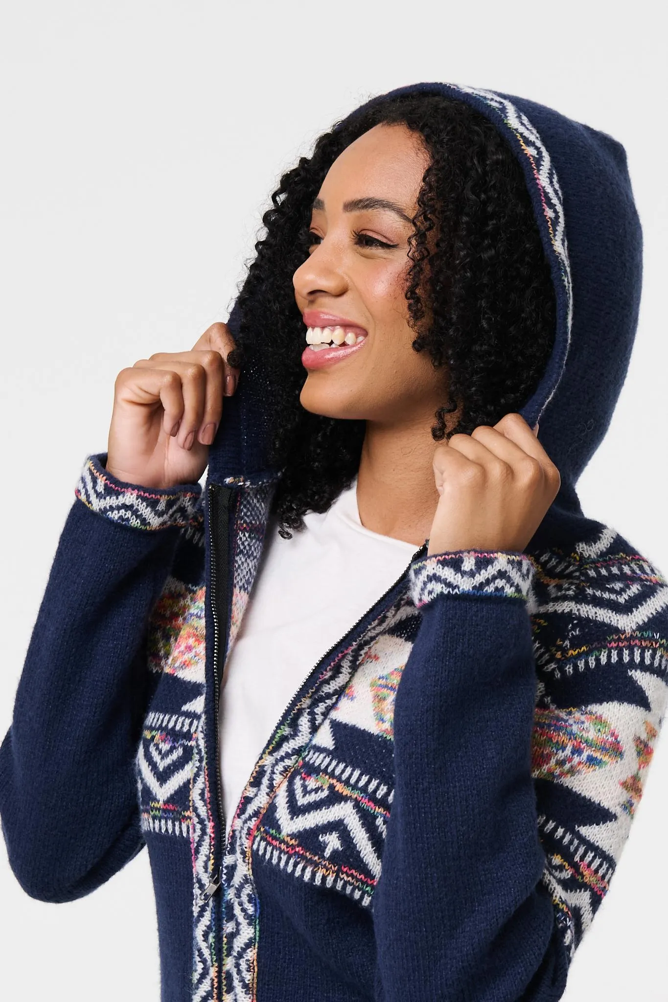 Nordic Print Zip Front Cardigan