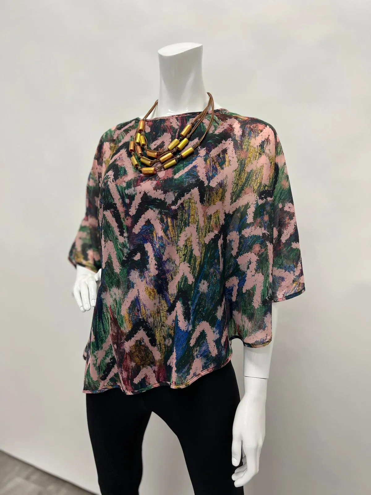 Off the shoulder Chevron Fall Art Deco Print Blouse | LIOR Women's