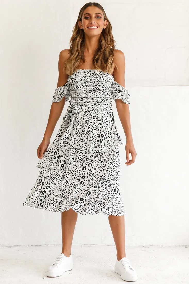 Ojai Midi Skirt White Leopard Print