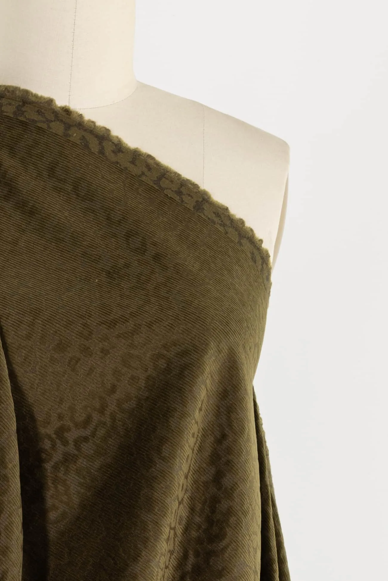 Olive Cheetah Stretch Corduroy Woven - ENDCUT