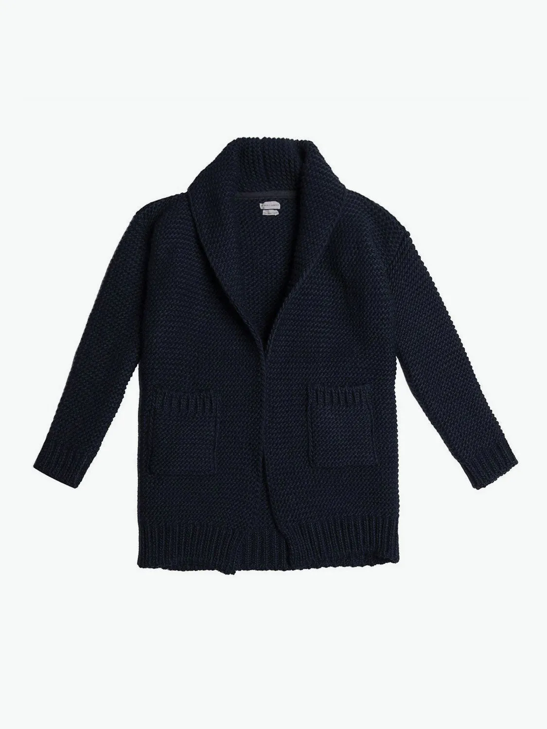 Oversized Shawl Collar Wool Blend Cardigan Navy Blue