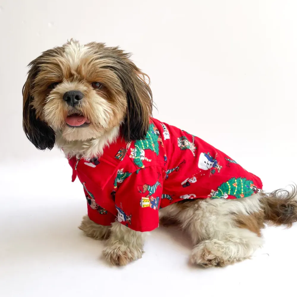 Pawgypets Warm Winter Tree Shirt for Dogs and Cats (Red)