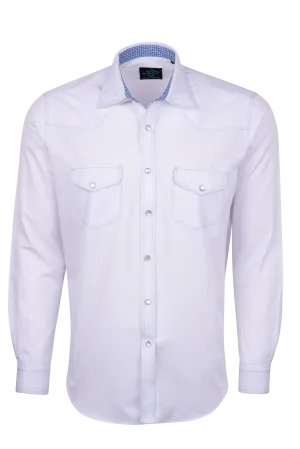 Pinto Ranch YY Collection Jacquard Snap Front Shirt - White