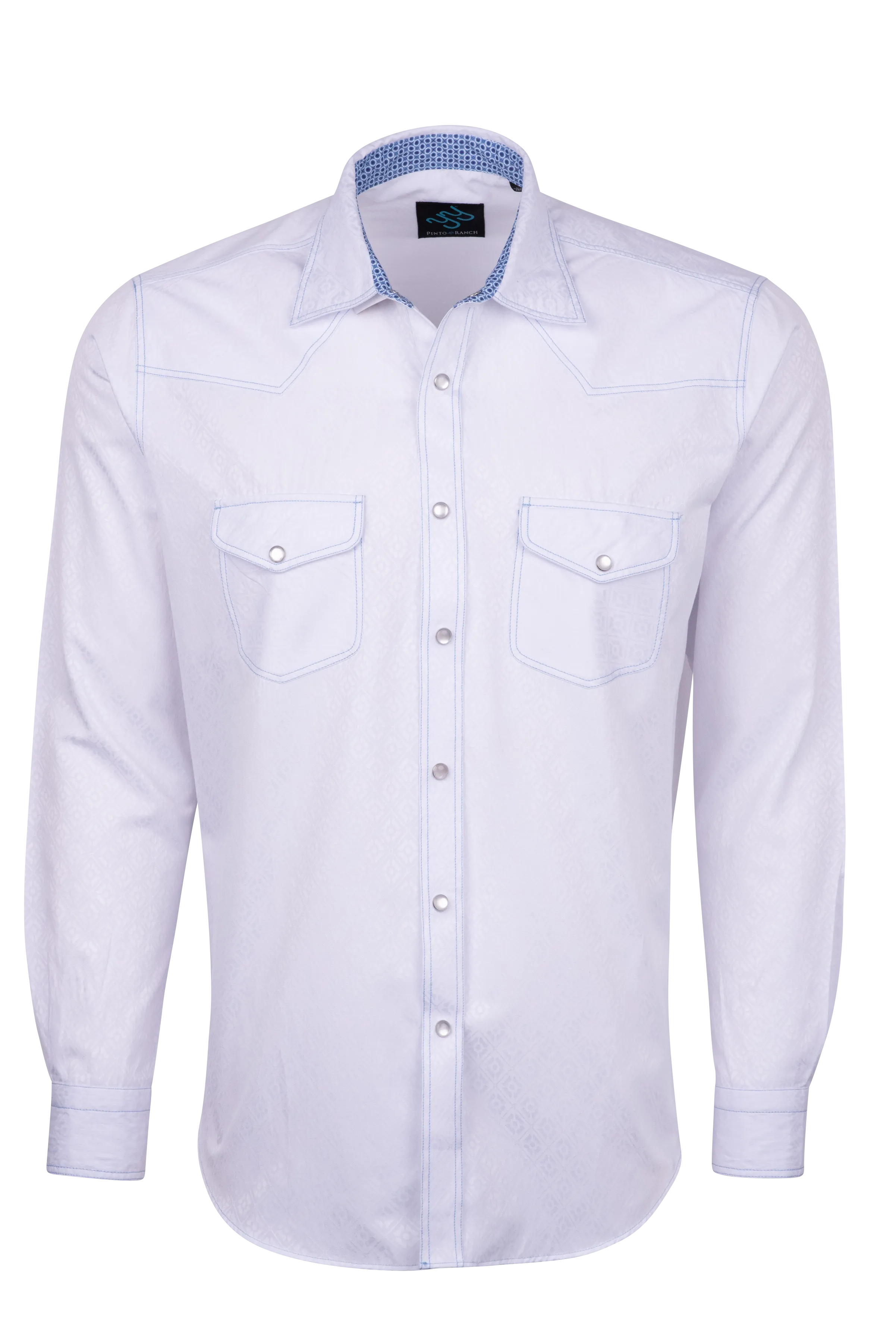 Pinto Ranch YY Collection Jacquard Snap Front Shirt - White