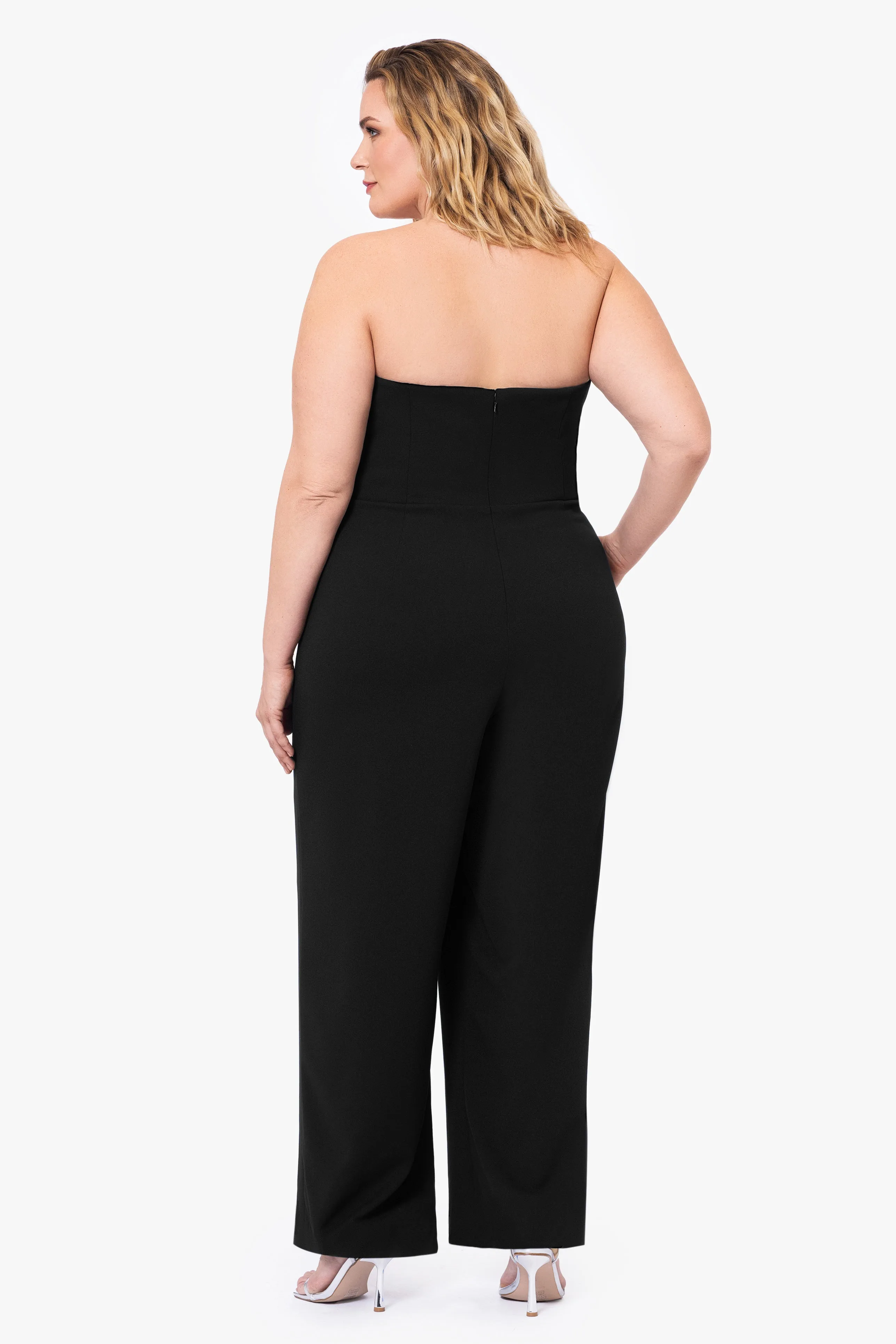 Plus "Tasha" Long Strapless Tuxedo Jumpsuit