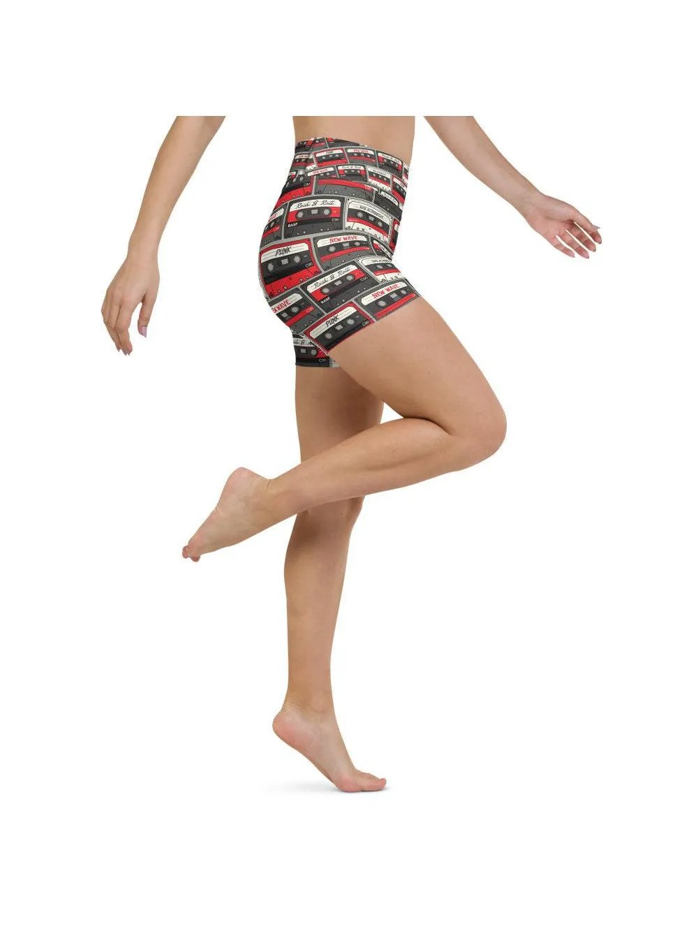 Retro Cassette Tapes Yoga Shorts