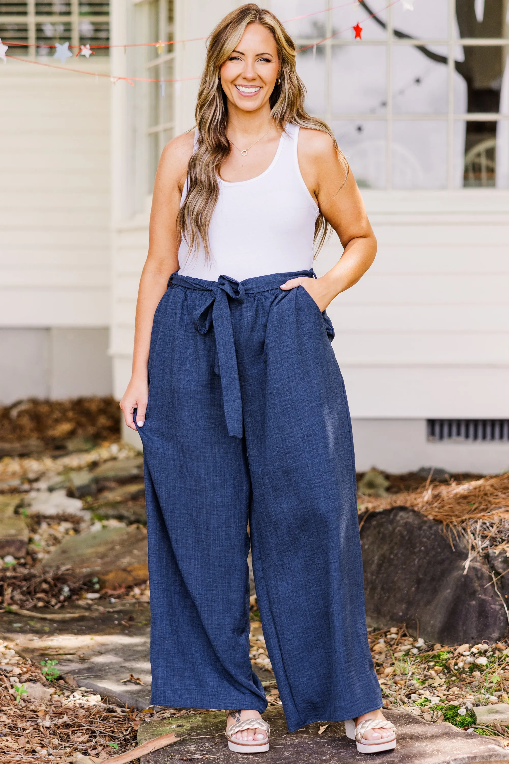 Sandy Shoreline Pants, Navy Blue