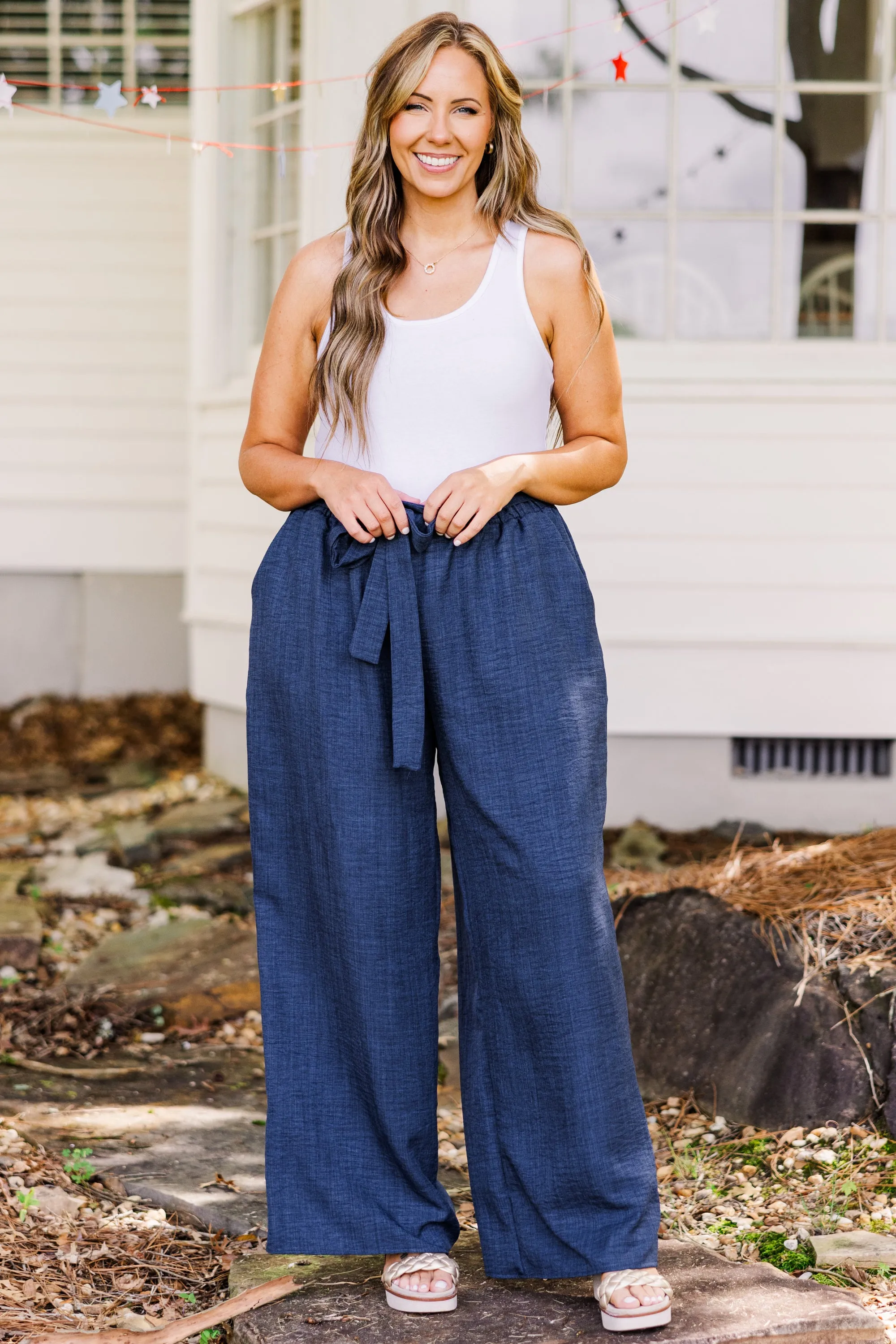 Sandy Shoreline Pants, Navy Blue