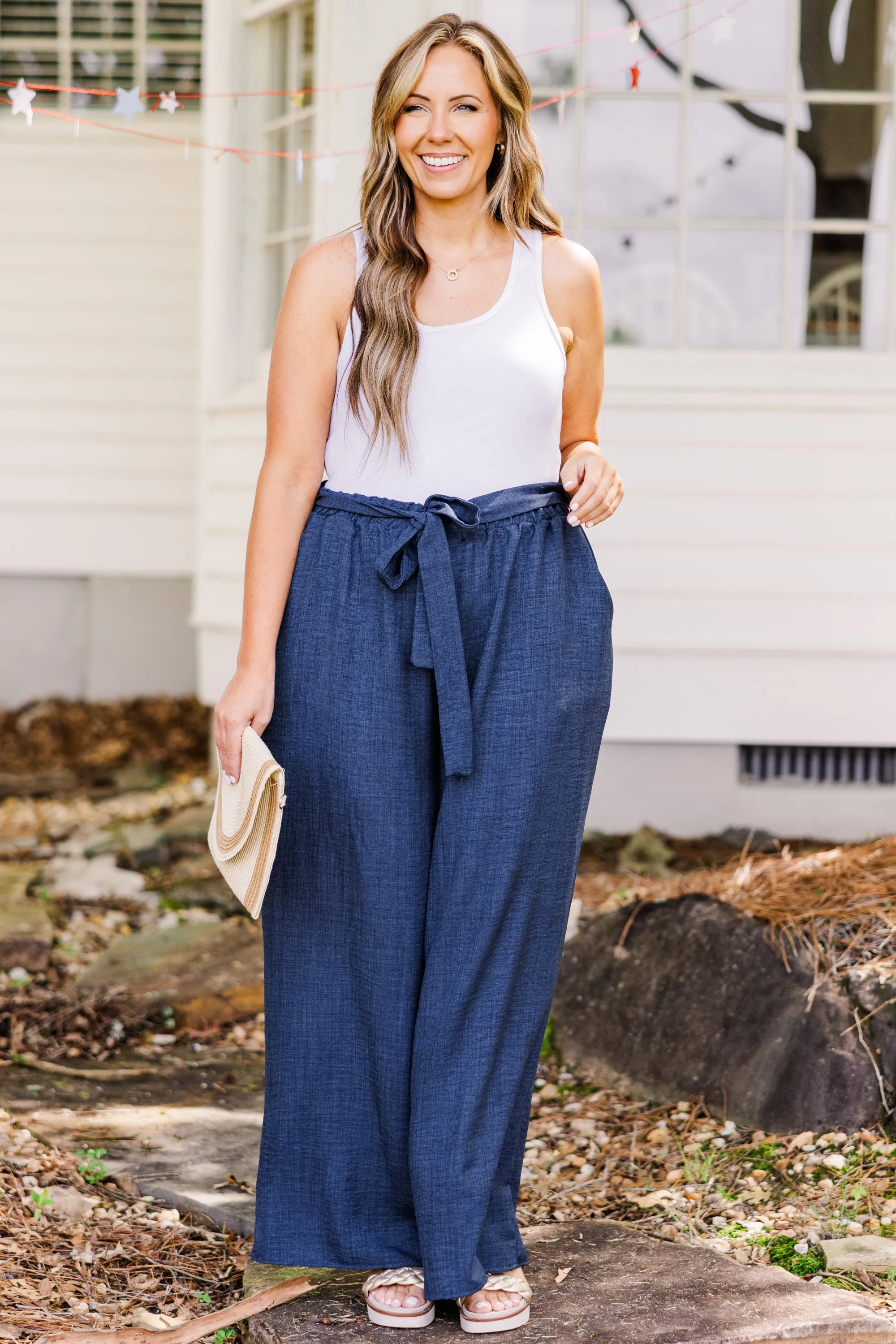 Sandy Shoreline Pants, Navy Blue