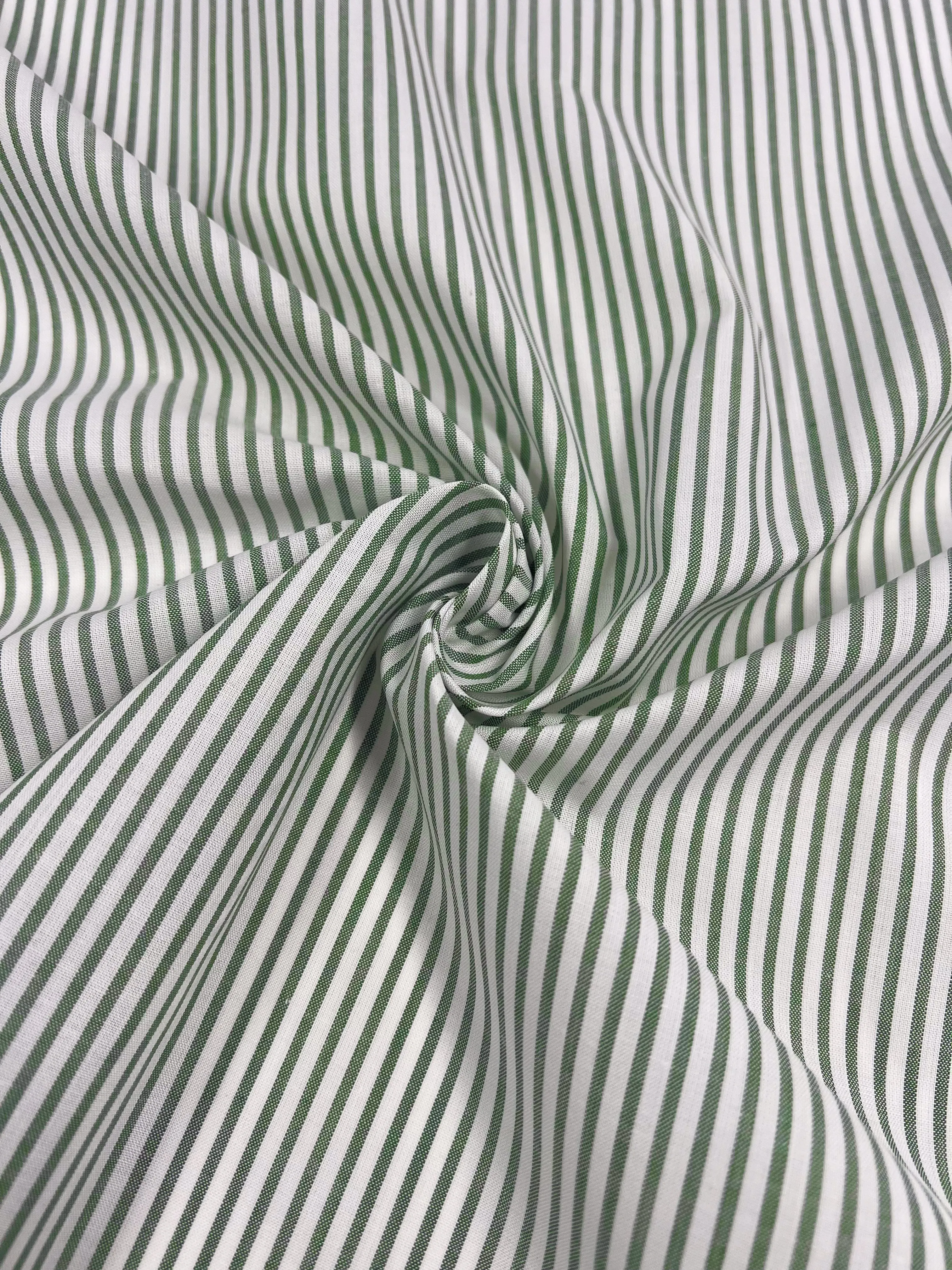 Shirting - Fine Stripe Green - 147cm