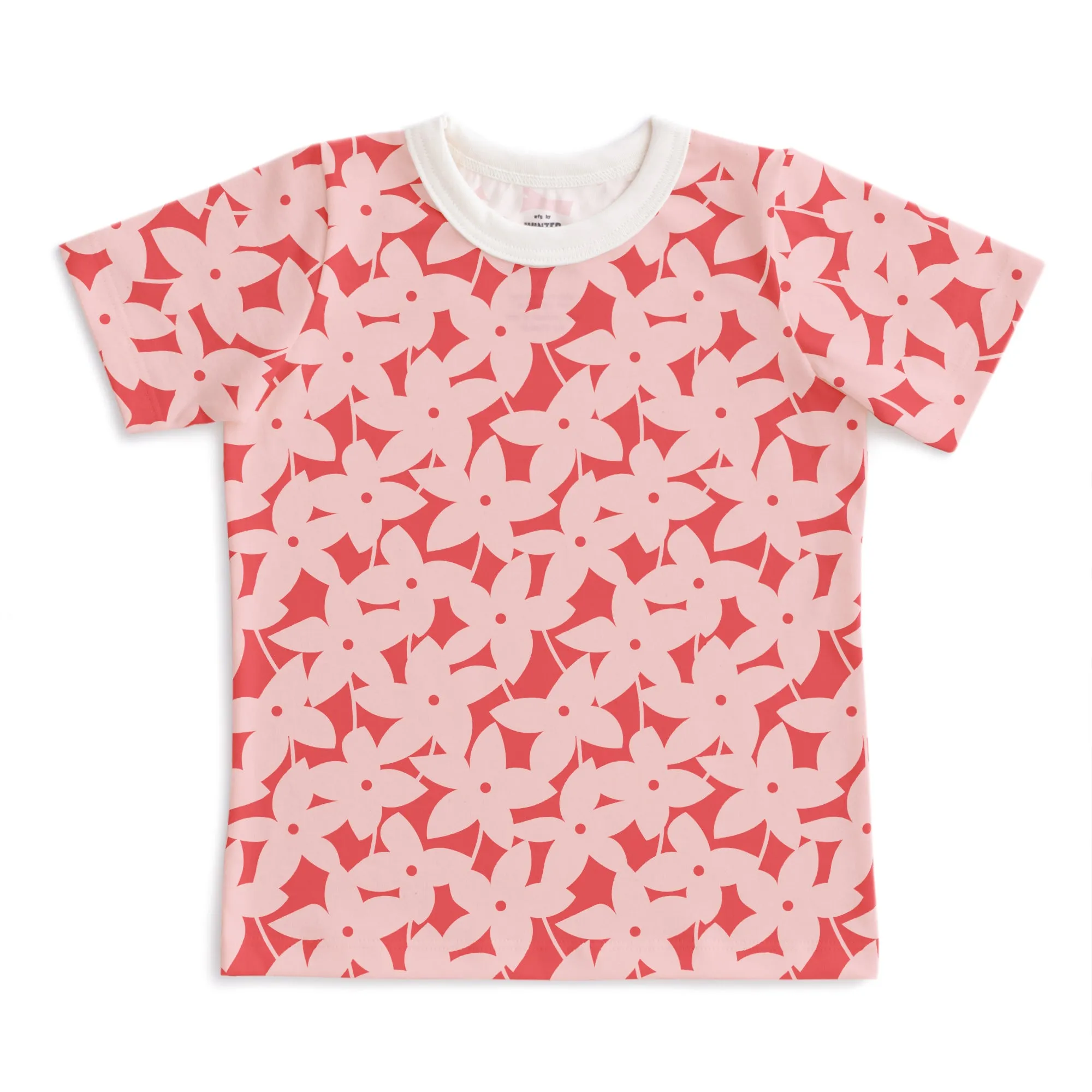 Short sleeve tee- pink pinwheel flowers