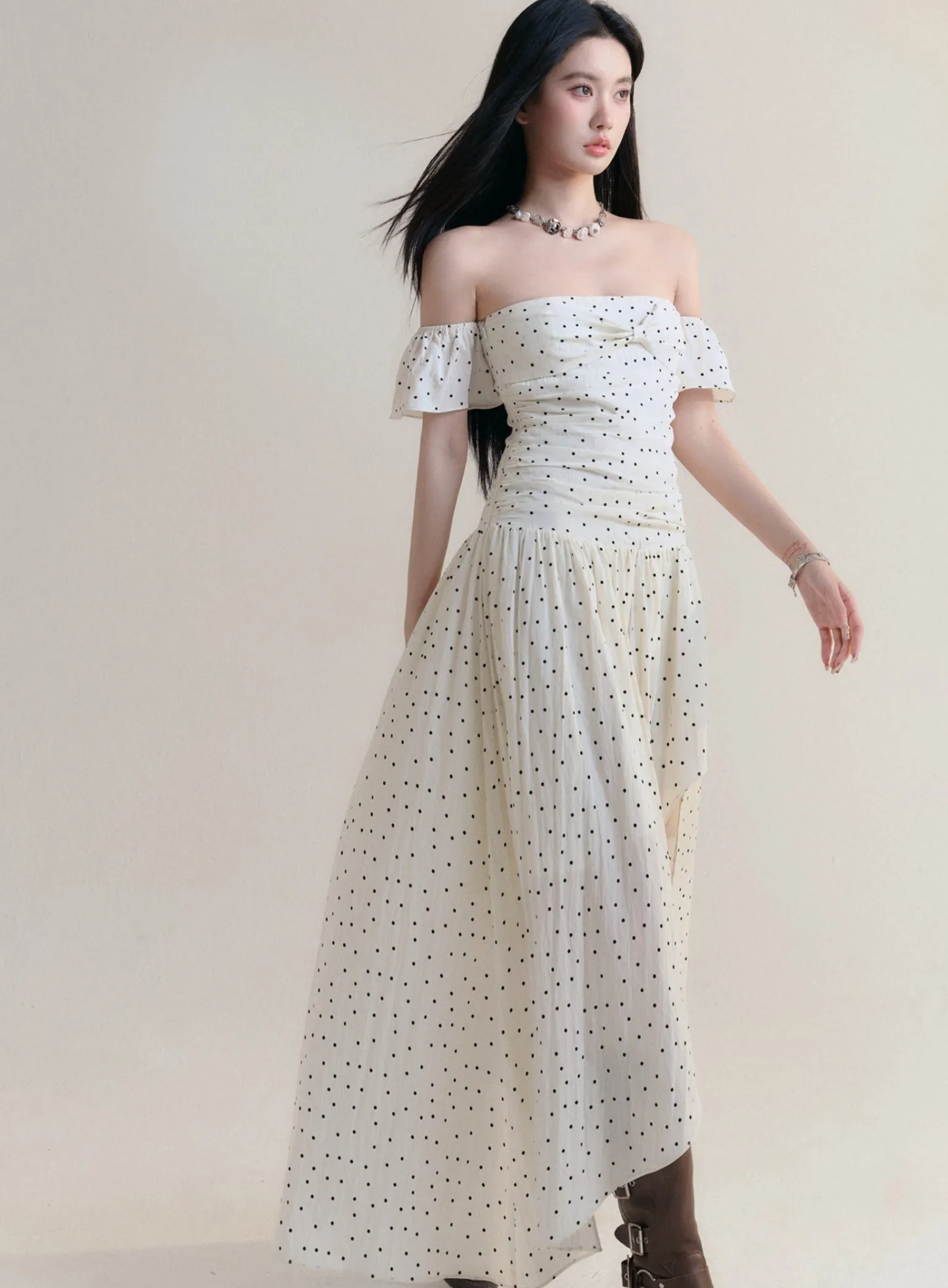 Starlit Soiree: Polka Dot Dream Maxi