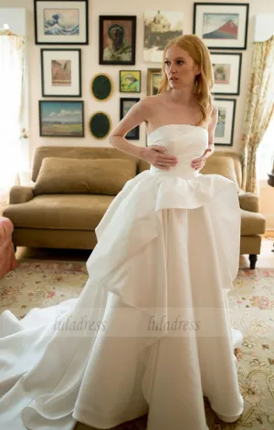 Strapless A Line wedding Dresses Satin Simple Charming Bridal Dresses