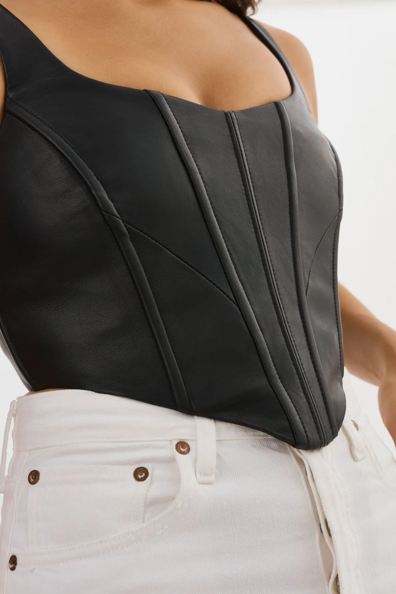 TABIA | Leather Corset Top