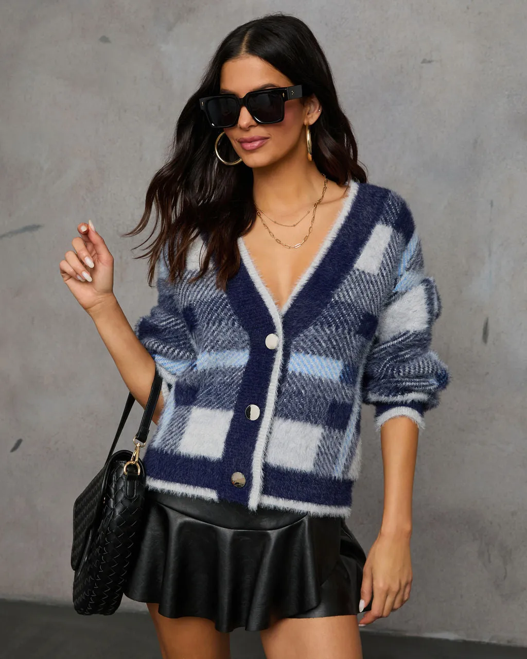 Taylor Plaid Fuzzy Knit Cardigan