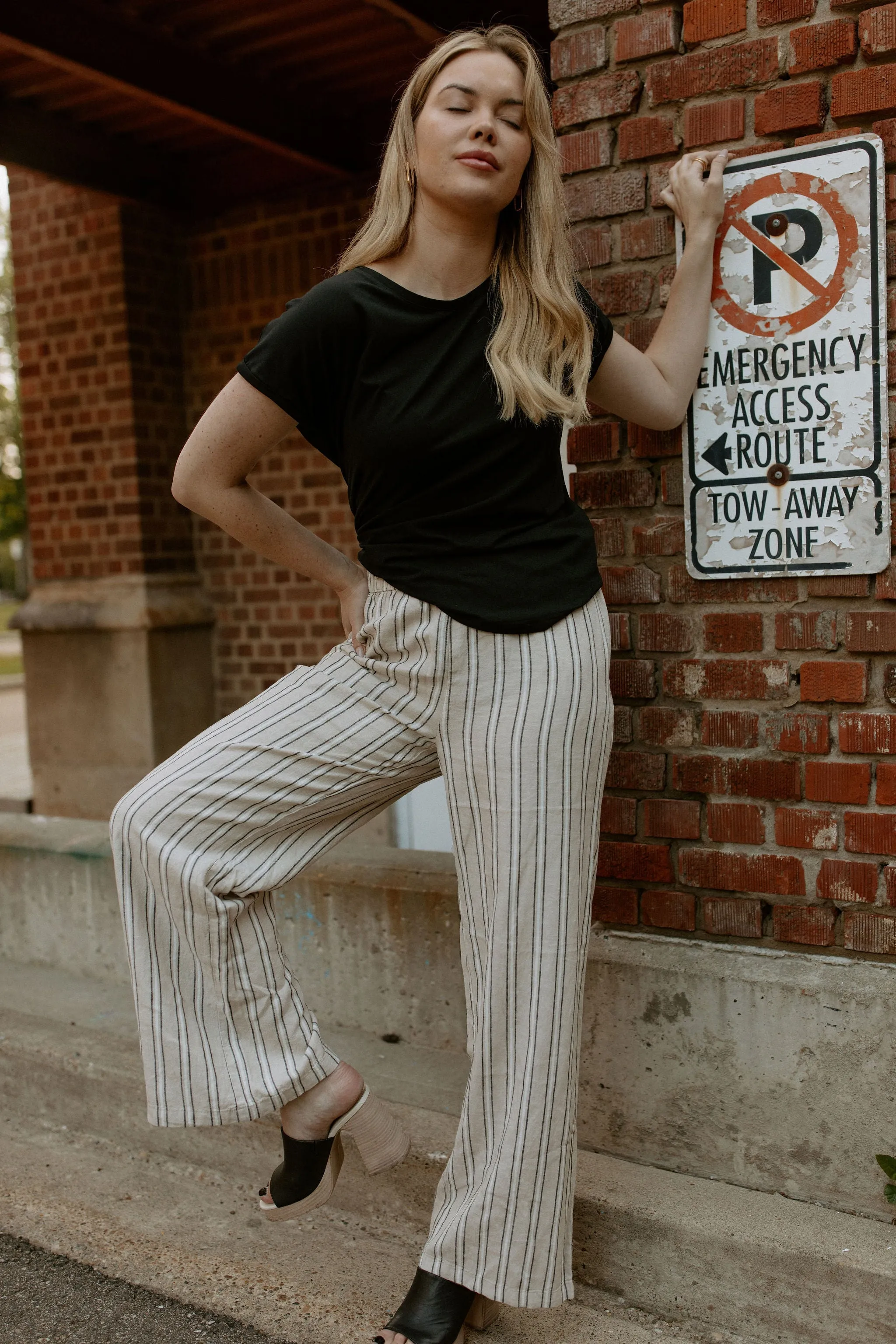 The Falakka Striped Pant - Cement Stripe