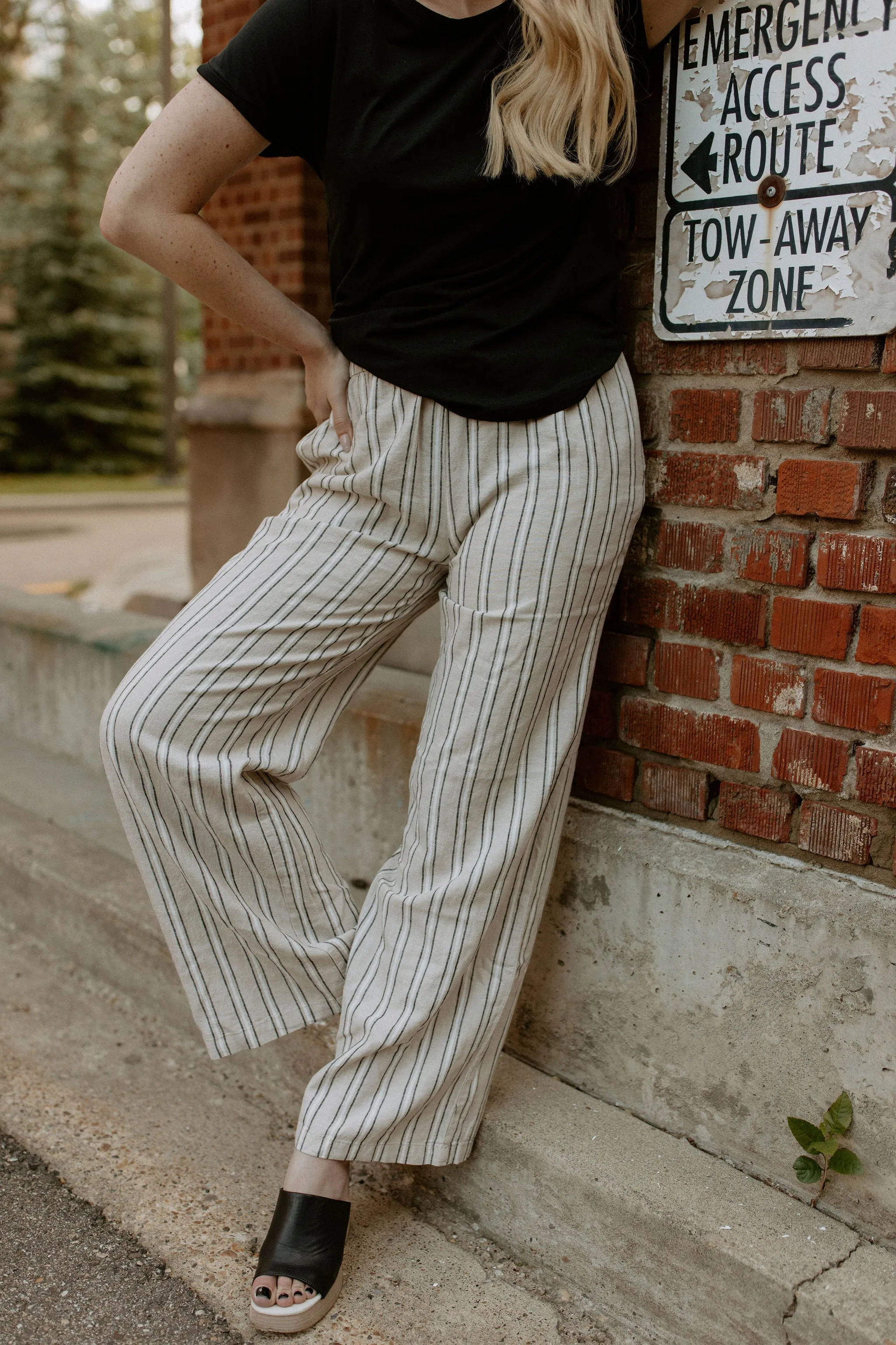 The Falakka Striped Pant - Cement Stripe